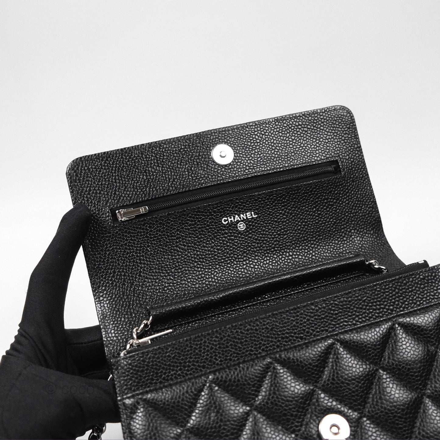 Chanel Quilted Classic WOC Black Caviar Silver Hardware