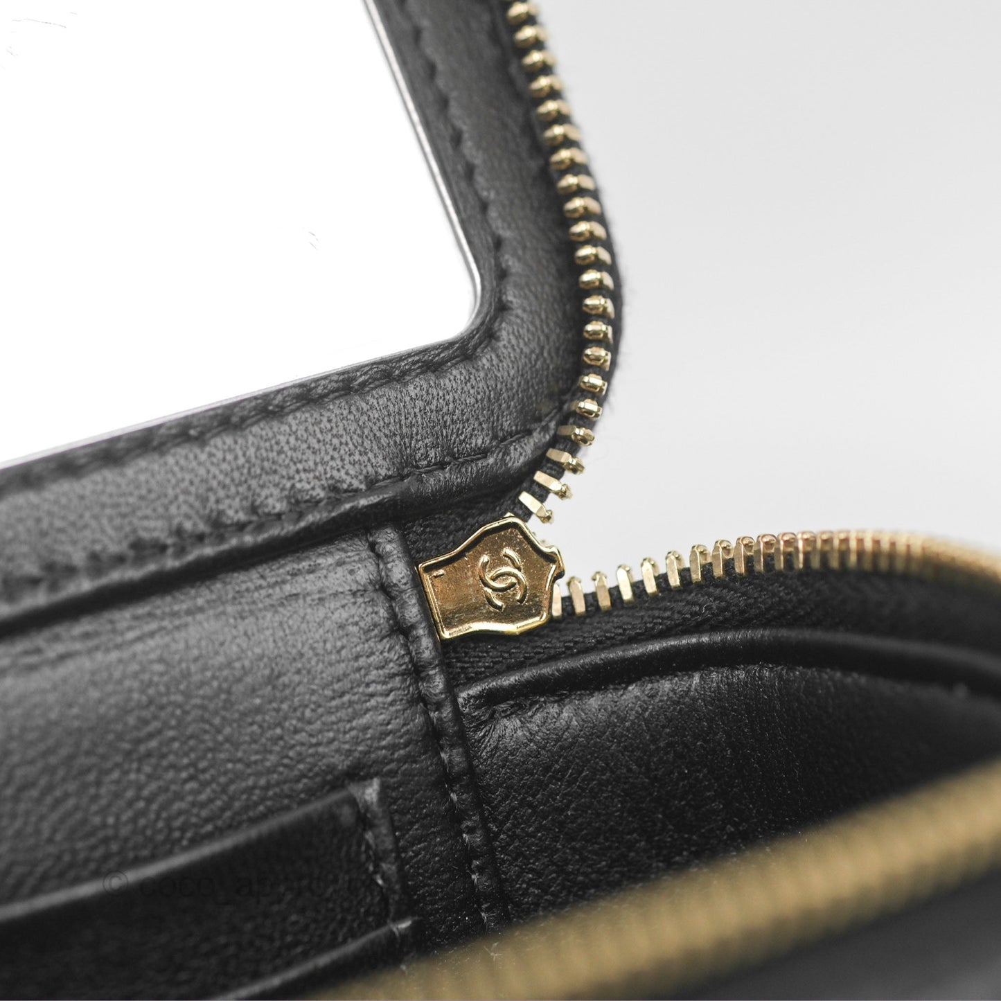 Chanel Vanity Rectangular with Top Handle Black Lambskin Aged Gold Hardware