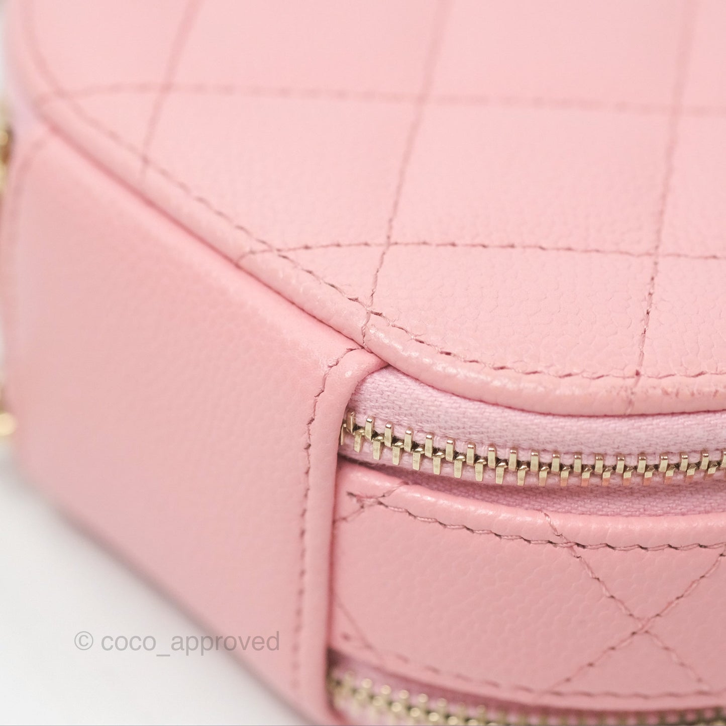 Chanel Mini Round Vanity Bag Handle With Care Pink Caviar 22C