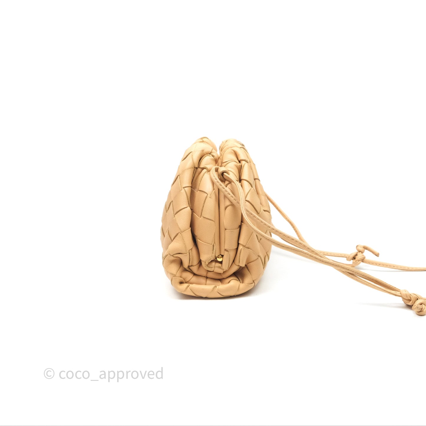 Bottega Veneta The Mini Pouch Intrecciato Lambskin Beige