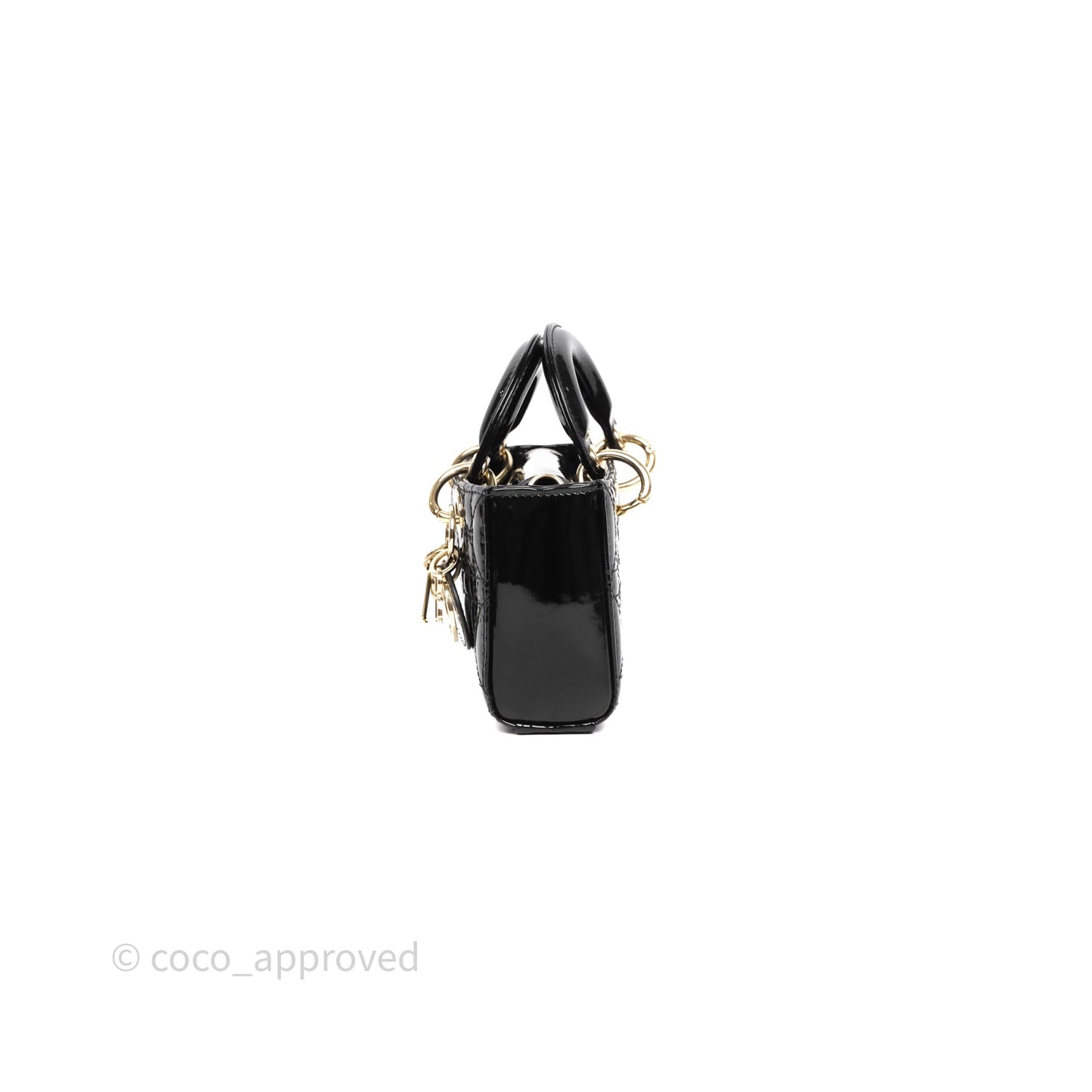 Christian Dior Micro Lady D-Joy Bag Black Patent Cannage Calfskin Gold Hardware