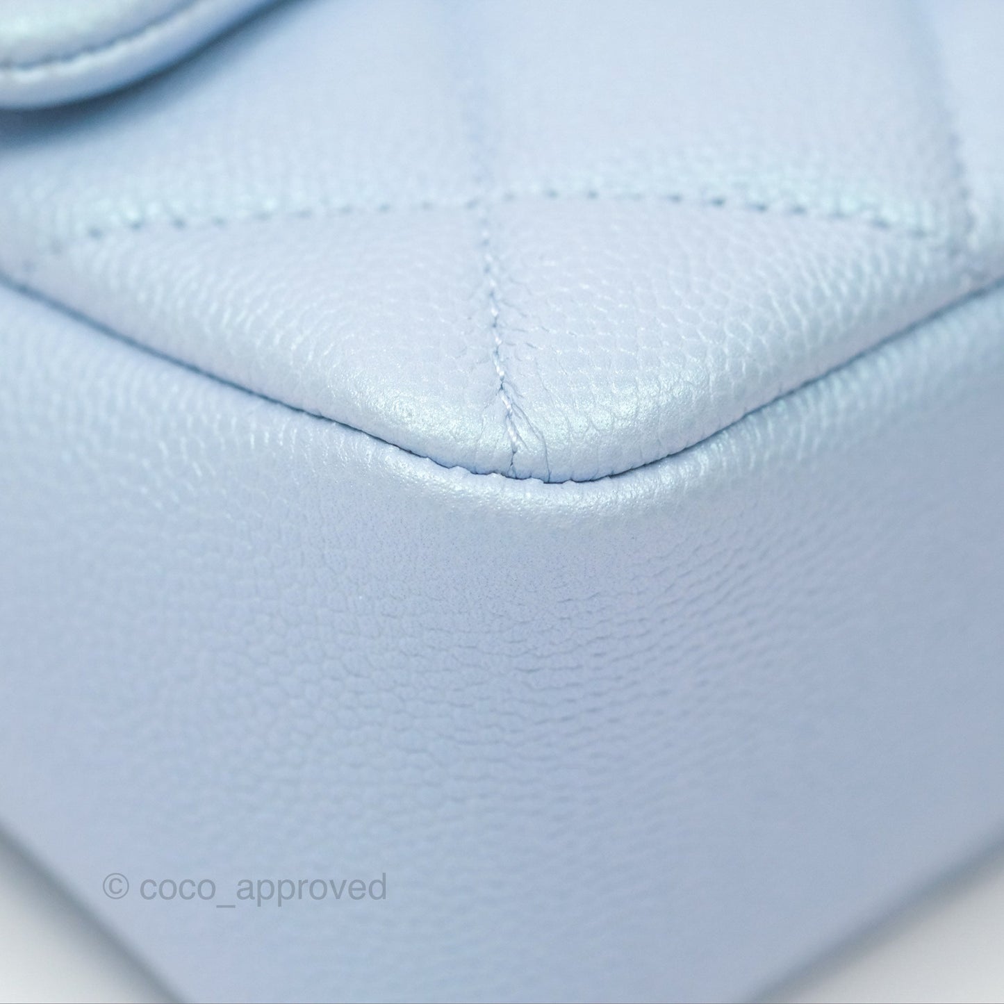Chanel Quilted My Perfect Mini Iridescent Blue Caviar Aged Gold Hardware
