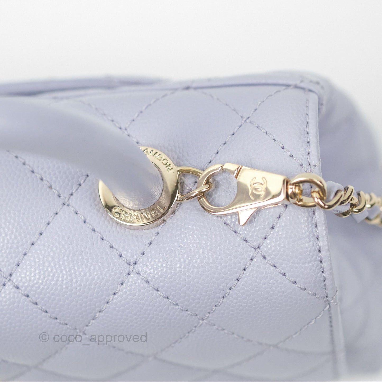 Chanel Small Coco Handle Quilted Purple Lilac Caviar Gold Hardware 21K