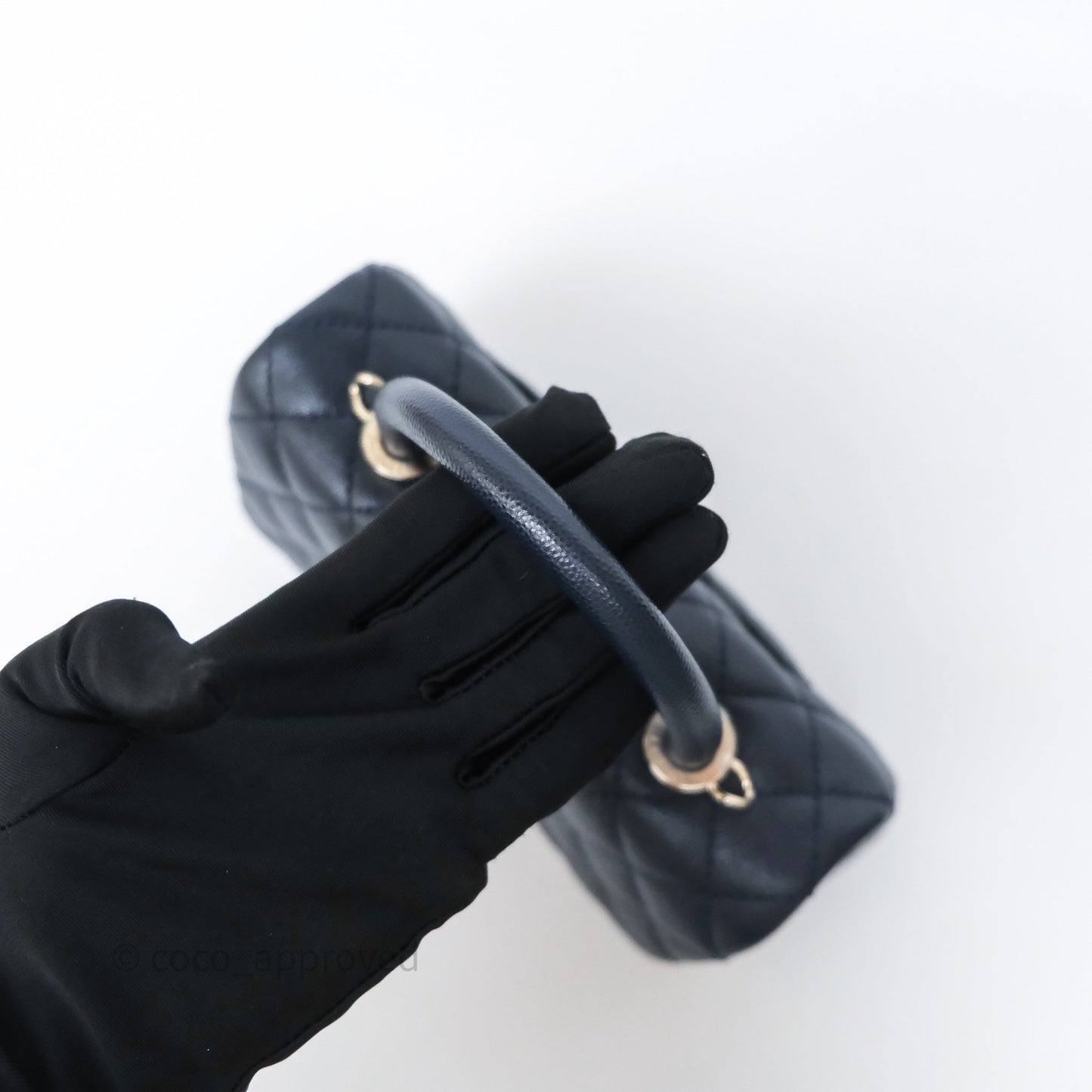 Chanel Small Coco Handle Navy Caviar Light Gold Hardware