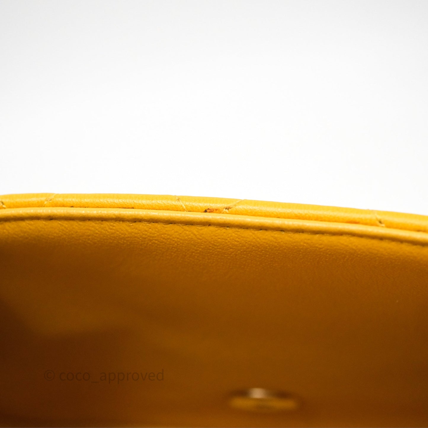 Chanel Mini Square Flap Quilted Yellow Lambskin Gold Hardware