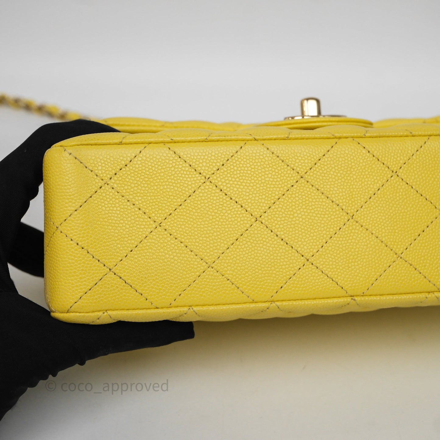Chanel Small Classic Flap Quilted Yellow Caviar Gold Hardware