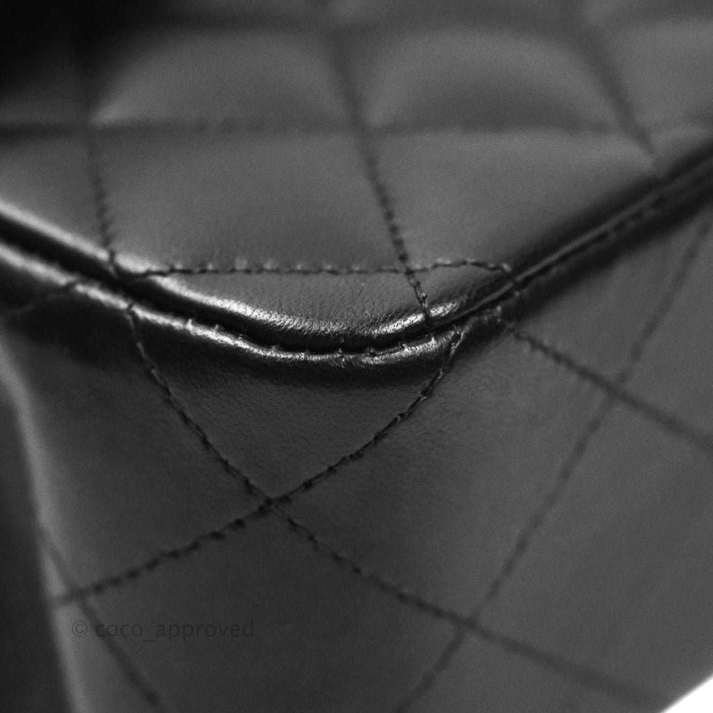 Chanel Classic M/L Medium Double Flap Black Lambskin Silver Hardware