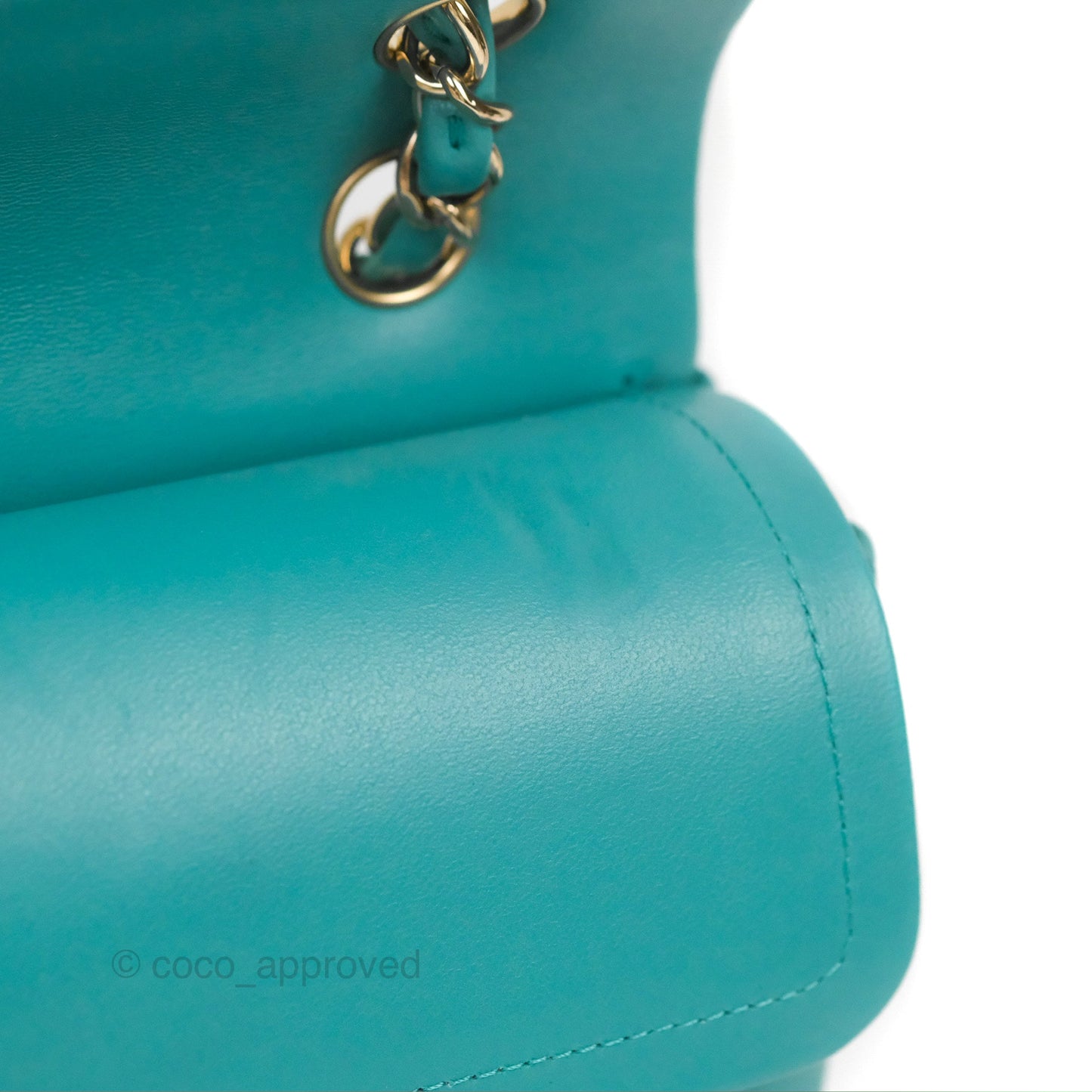 Chanel Small Classic Quilted Flap Turquoise Lambskin Gold Hardware