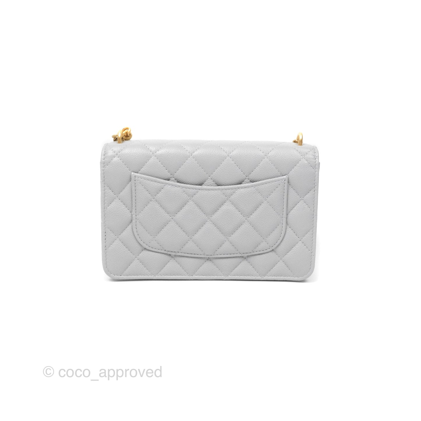 Chanel Heart Adjustable Chain WOC Grey Caviar Aged Gold Hardware