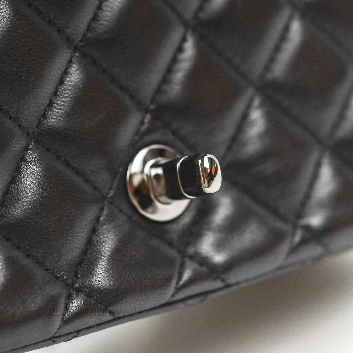 Chanel Mini Square Black Lambskin Dark Silver Hardware