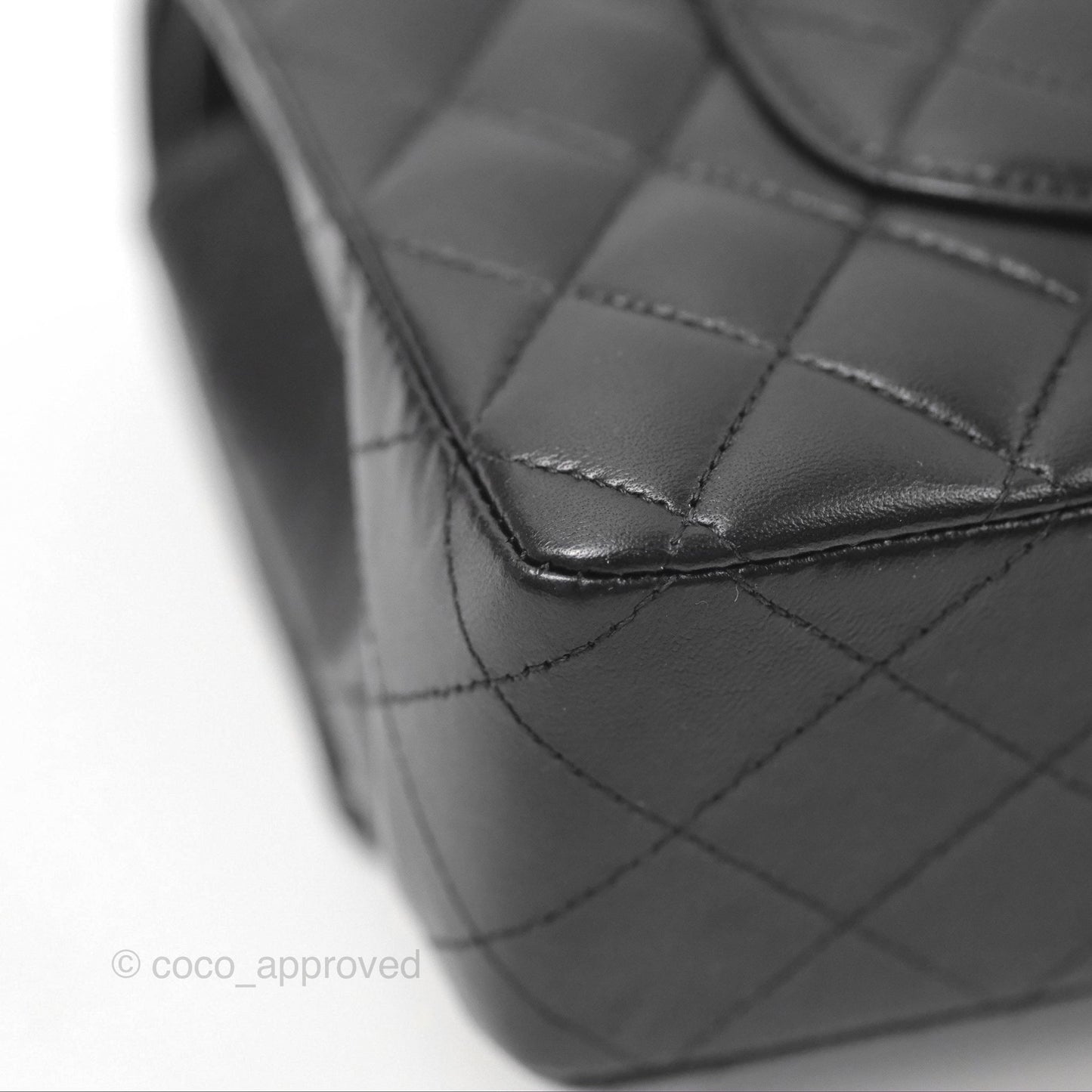 Chanel Classic M/L Medium Flap Quilted Black Lambskin Silver Hardware
