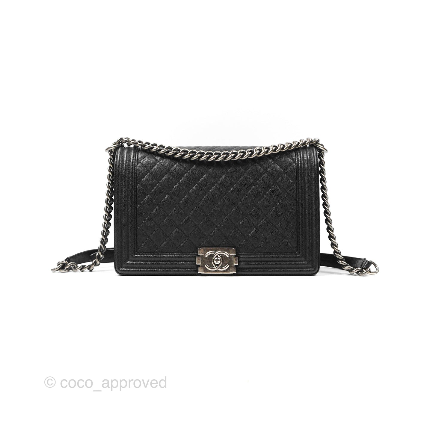 Chanel Quilted New Medium Boy Black Caviar Ruthenium Hardware