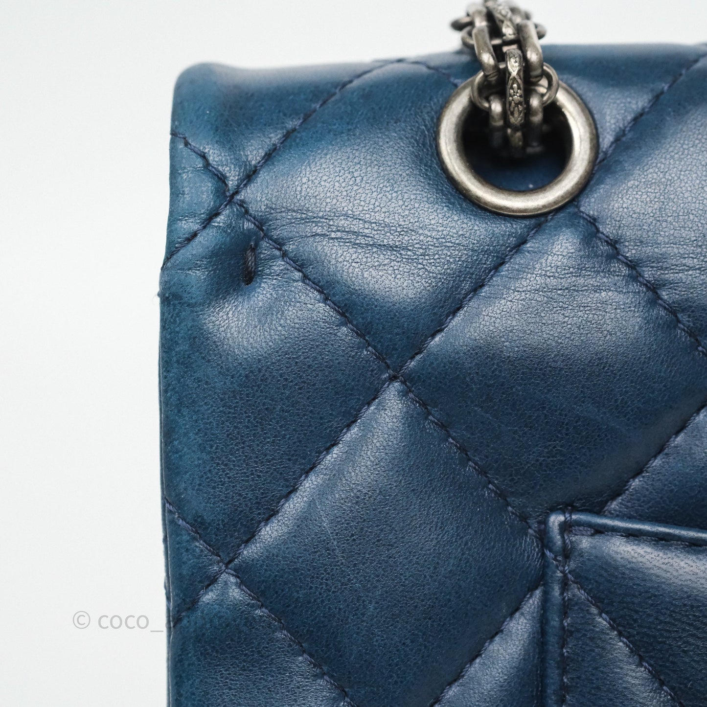 Chanel Reissue 227 Quilted Navy Lambskin Ruthenium Hardware