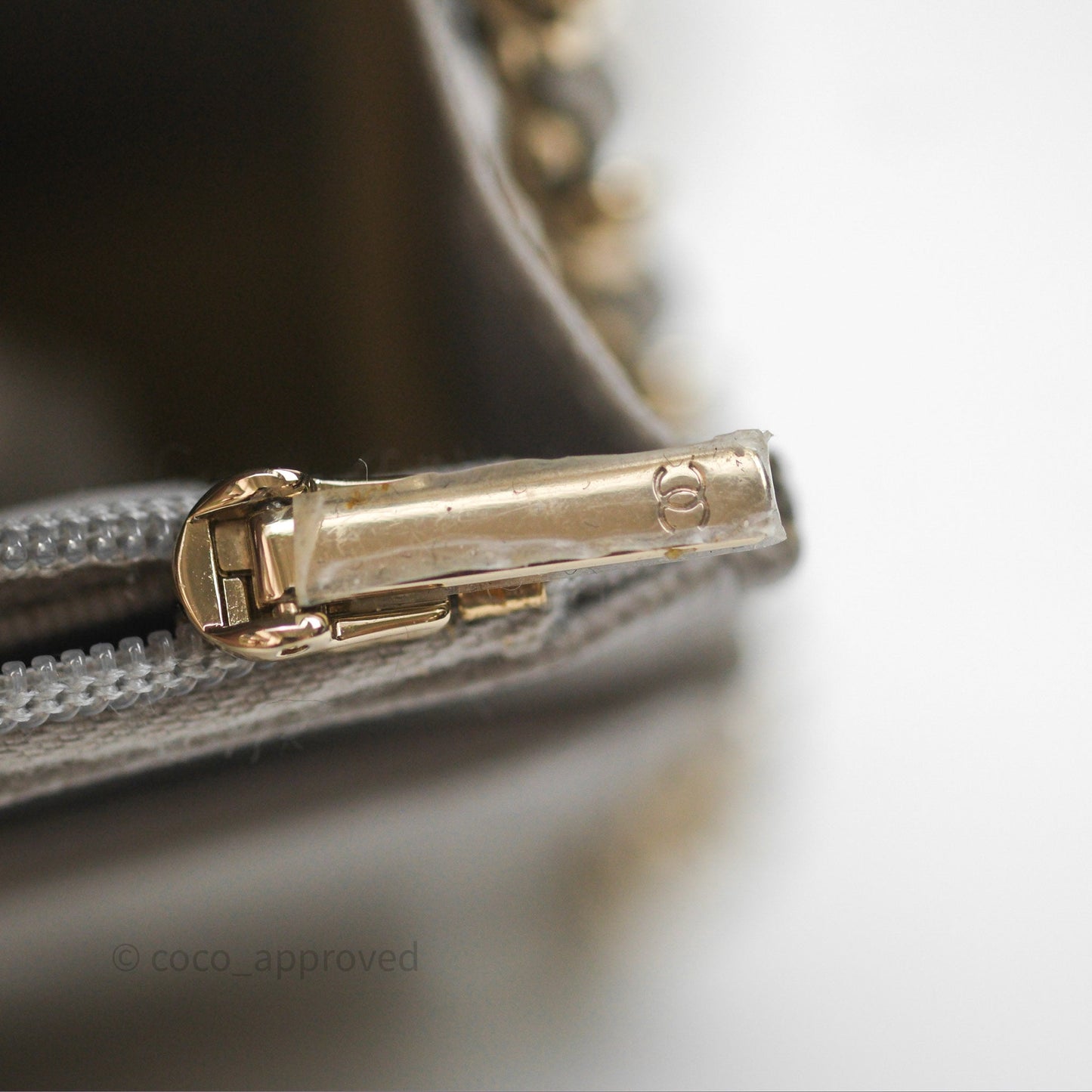 Chanel Classic Quilted Wallet on Chain WOC Grey Caviar Gold Hardware