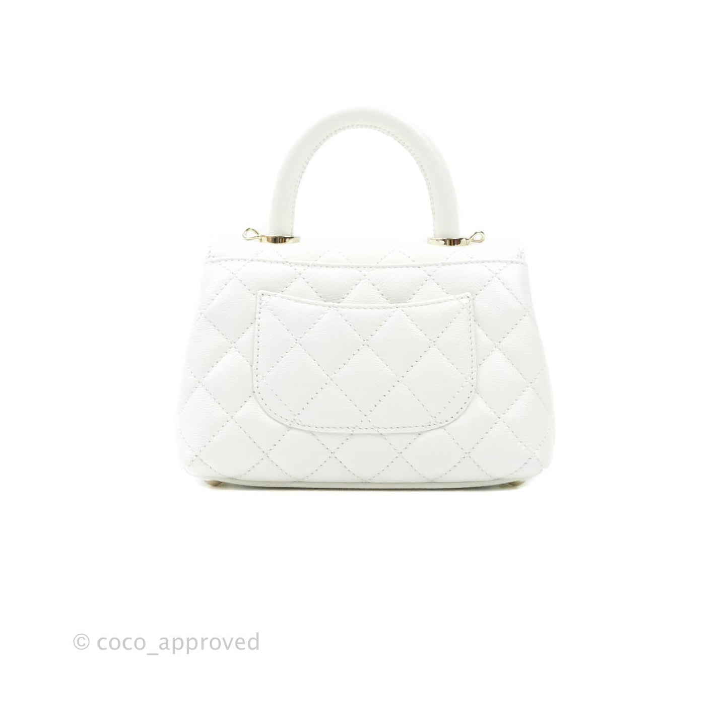 Chanel Extra Mini Coco Handle Quilted White Caviar Gold Hardware