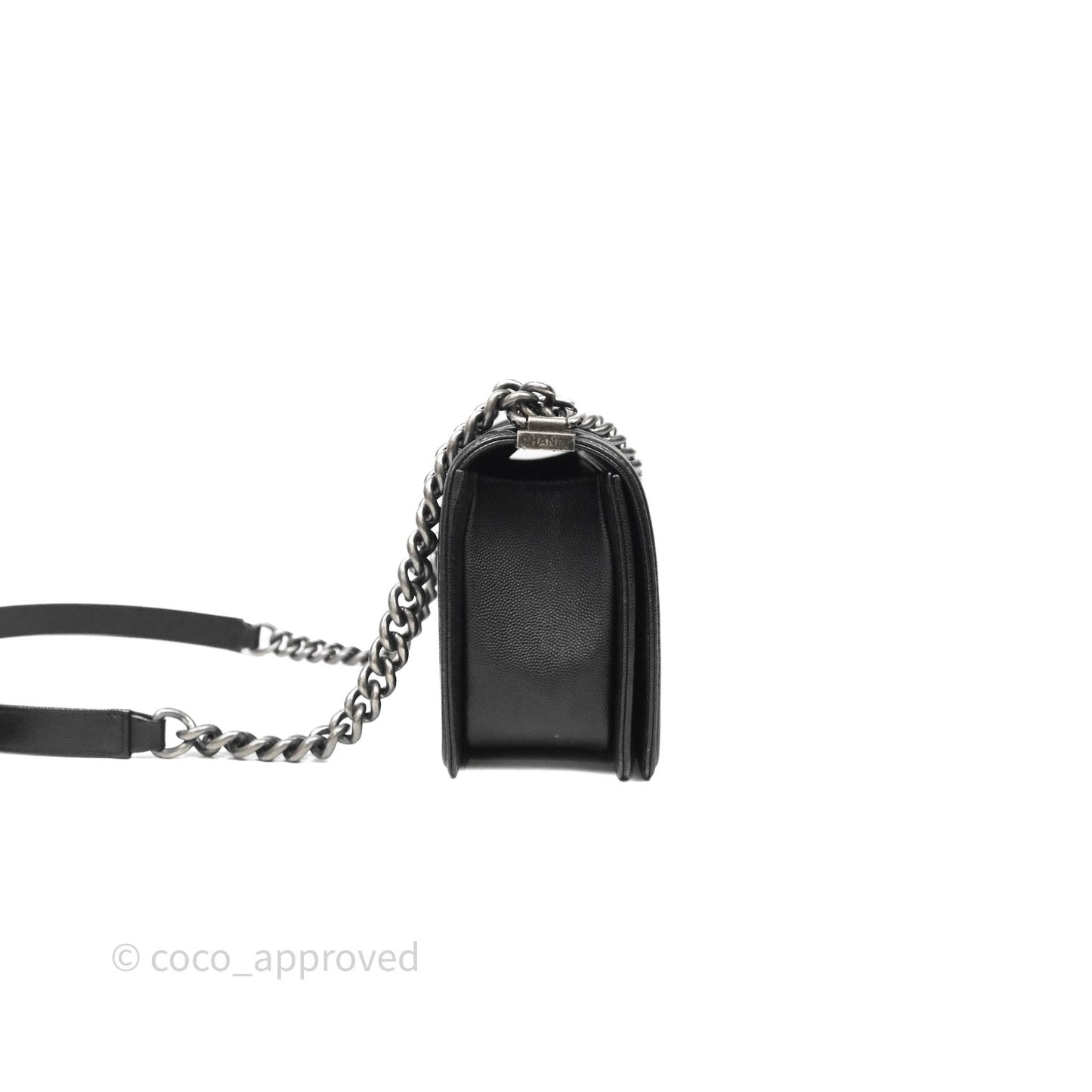 Chanel Medium Boy Quilted Black Caviar Ruthenium Hardware