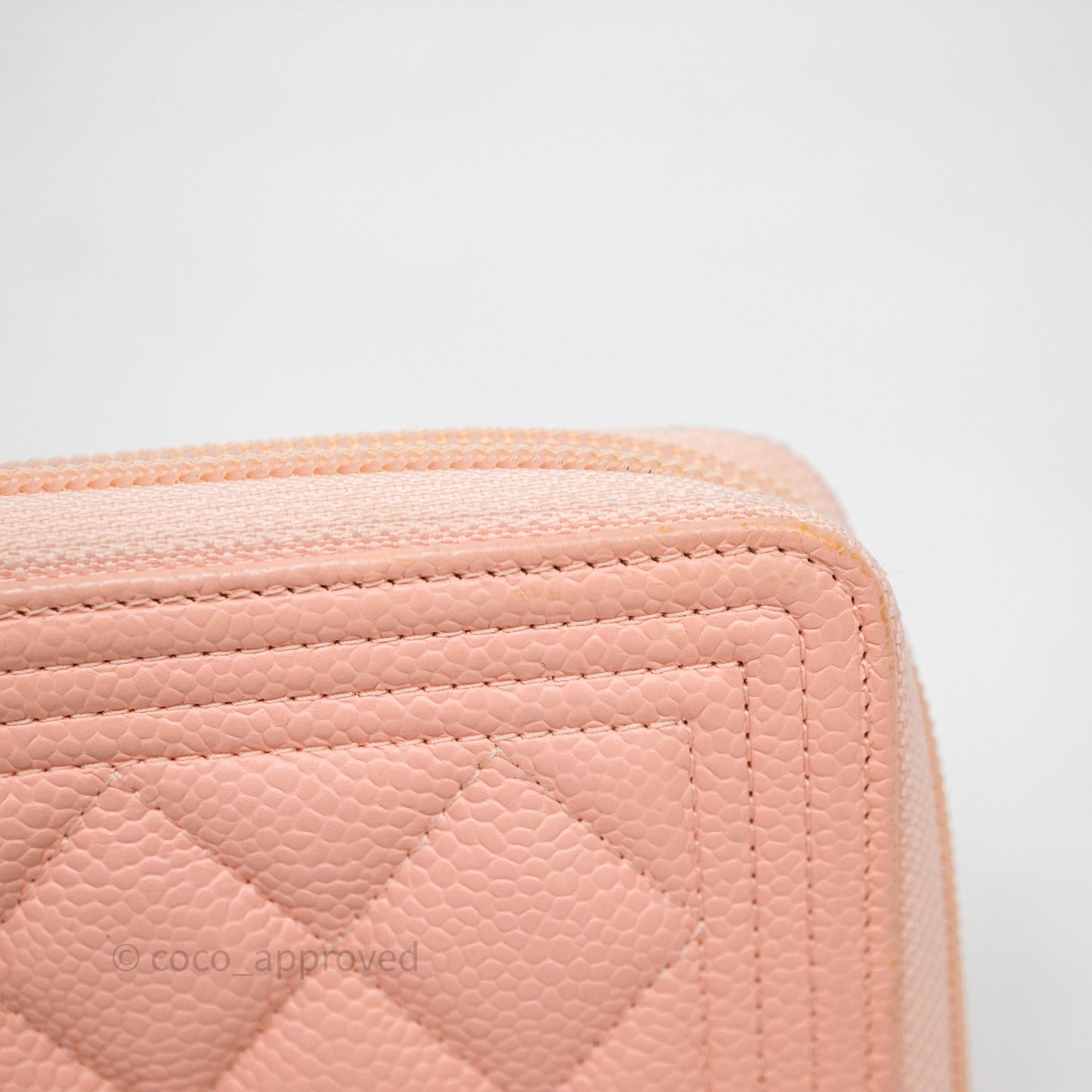 Chanel Boy Zip Long Wallet Pink Caviar Gold Hardware