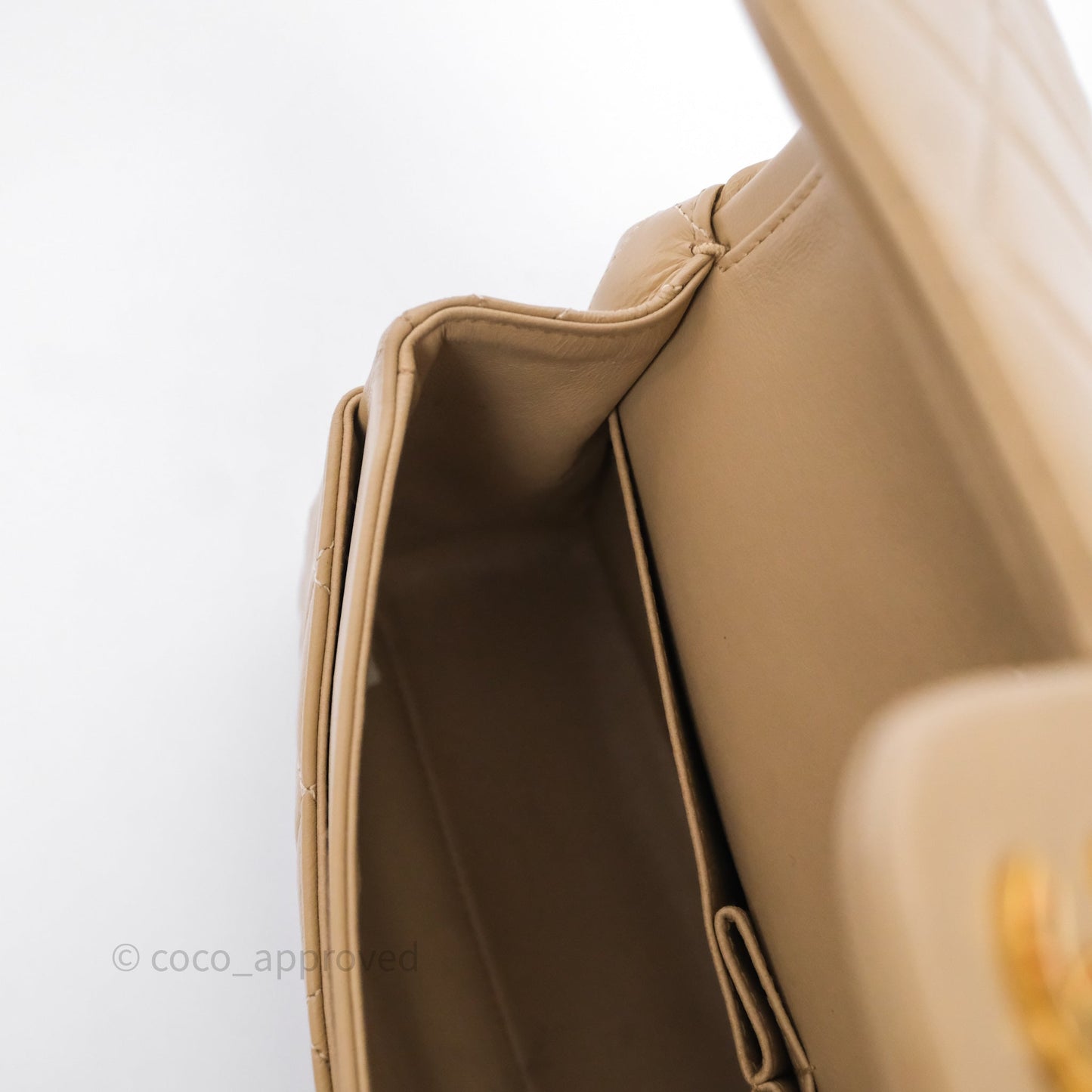 Chanel Vintage Medium Classic Flap Beige Lambskin 24K Gold Hardware