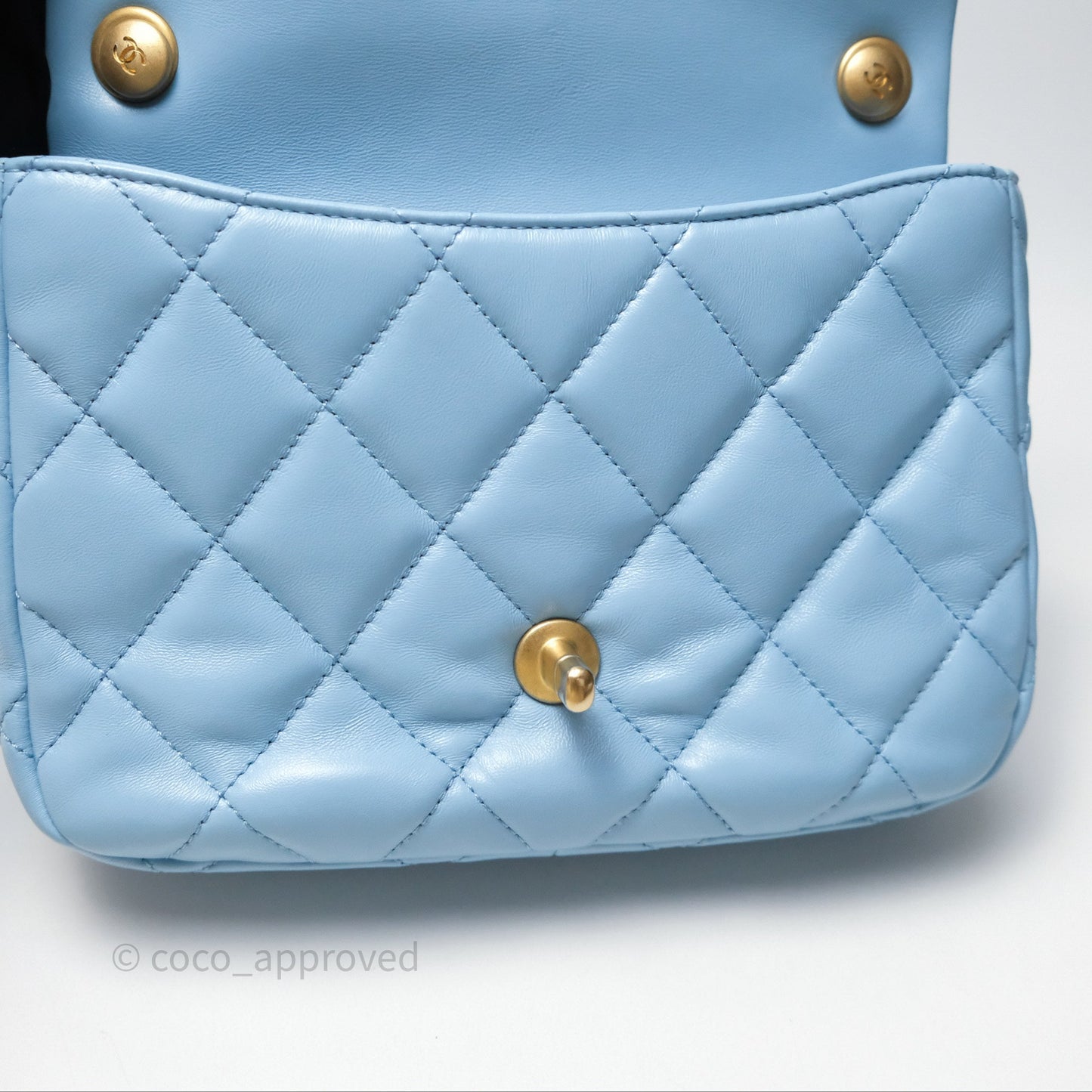 Chanel Small Flap Bag Blue Lambskin Gold and Lacquered Metal 22S