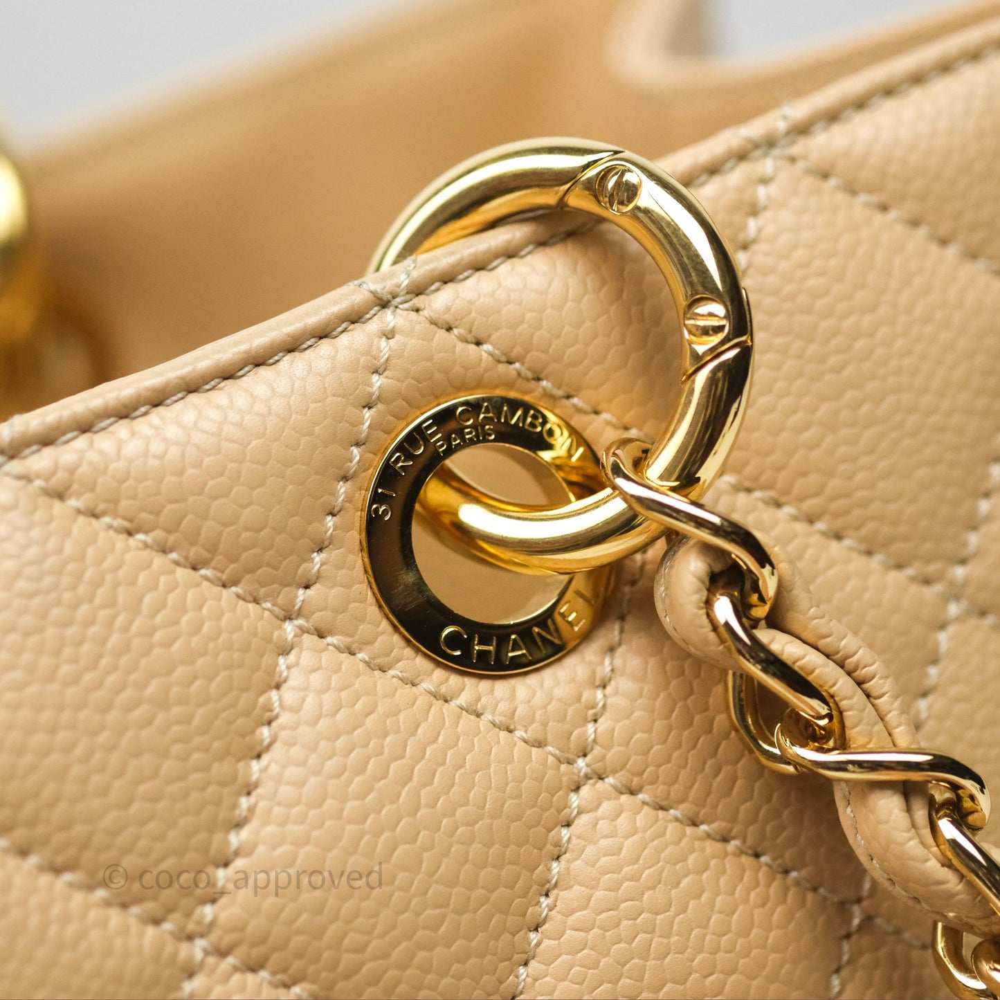 Chanel GST Beige Caviar Gold Hardware