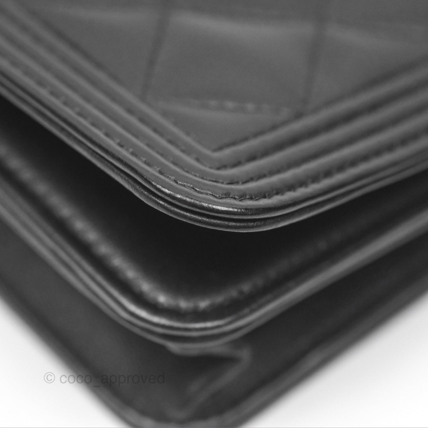 Chanel Quilted Boy Wallet on Chain WOC Black Calfskin Aged Gold Hardware