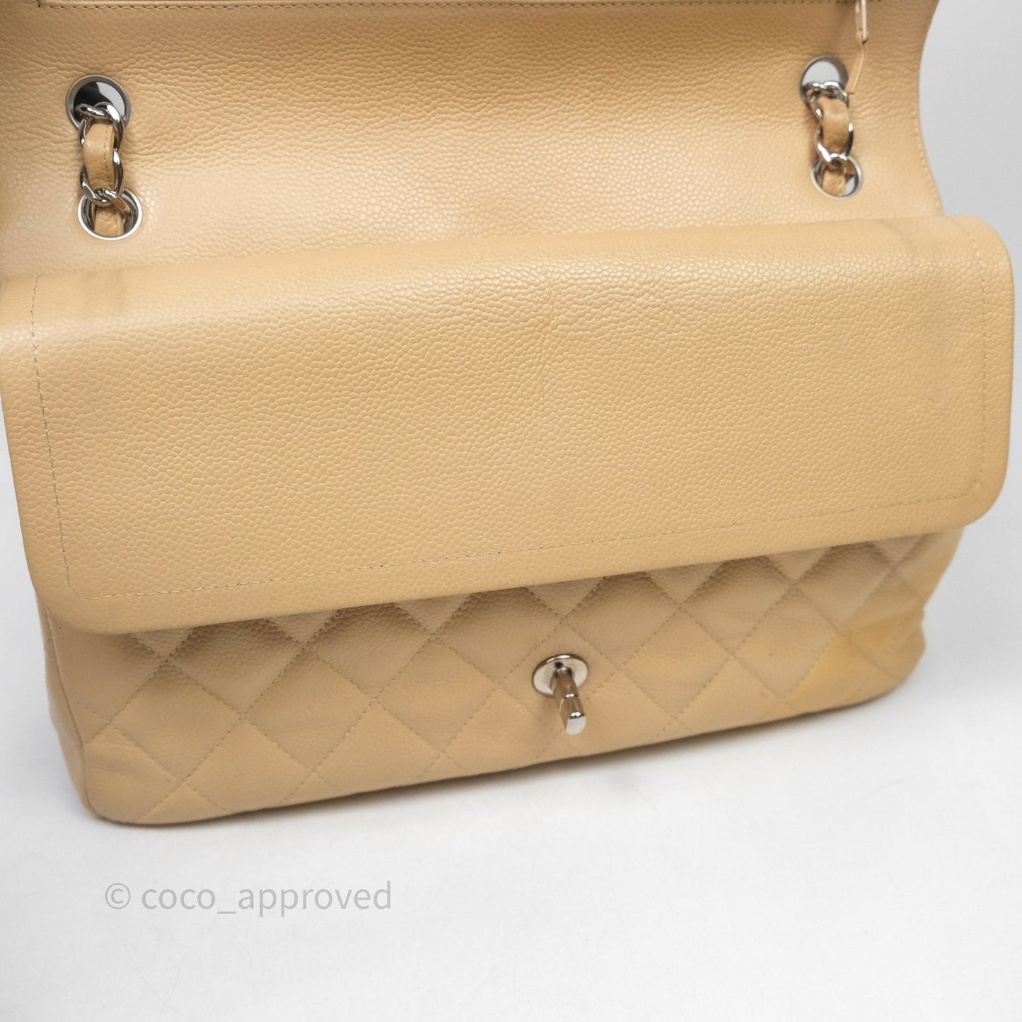 Chanel Jumbo Double Flap Beige Caviar Silver Hardware⁣⁣