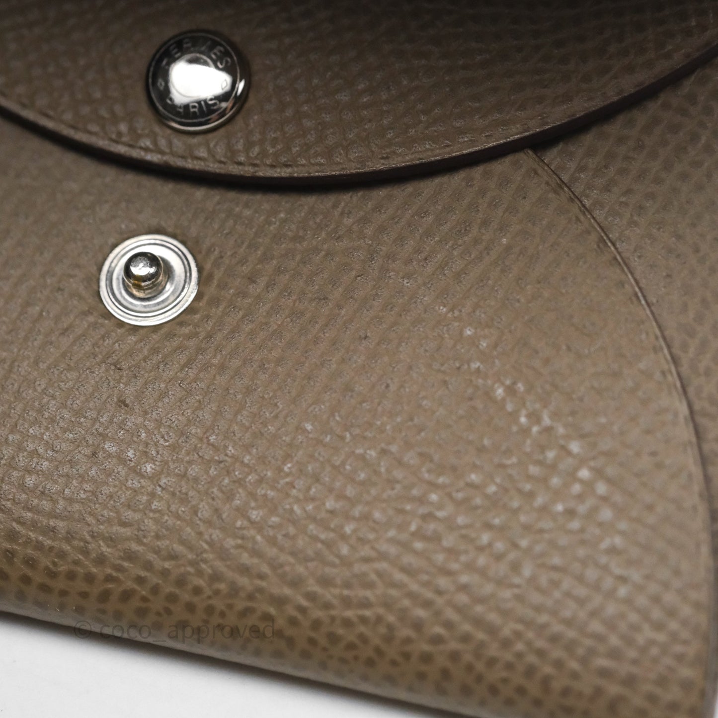 Hermès Calvi Duo Compact Card Holder Etoupe Epsom Palladium Hardware
