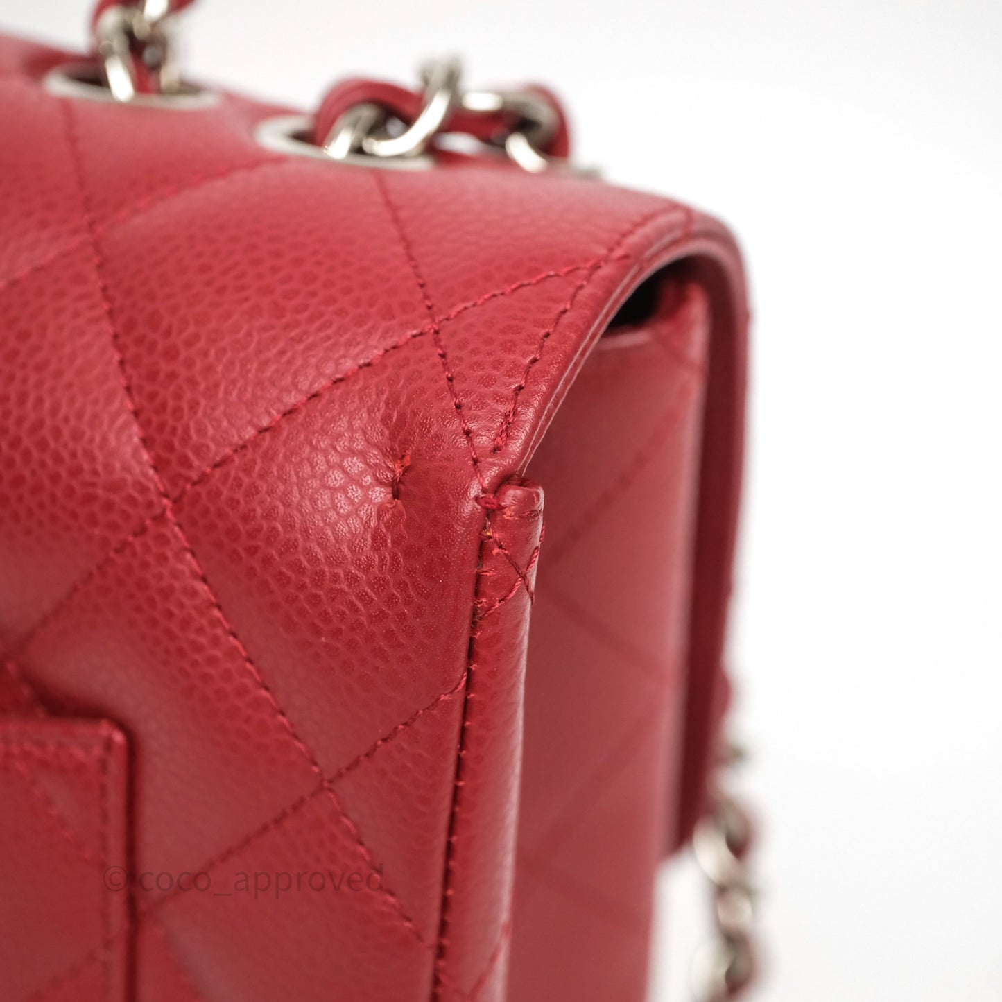 Chanel Jumbo Single Flap Dark Red Caviar Silver Hardware⁣⁣