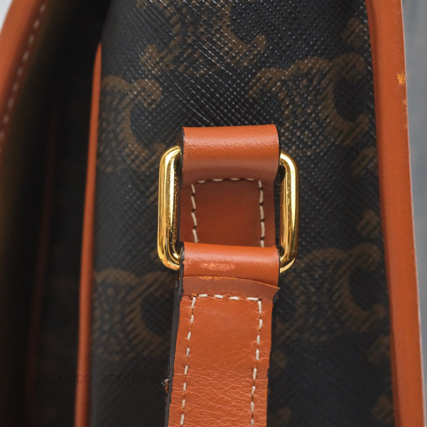 Celine Medium Folco Bag Triomphe Canvas Tan