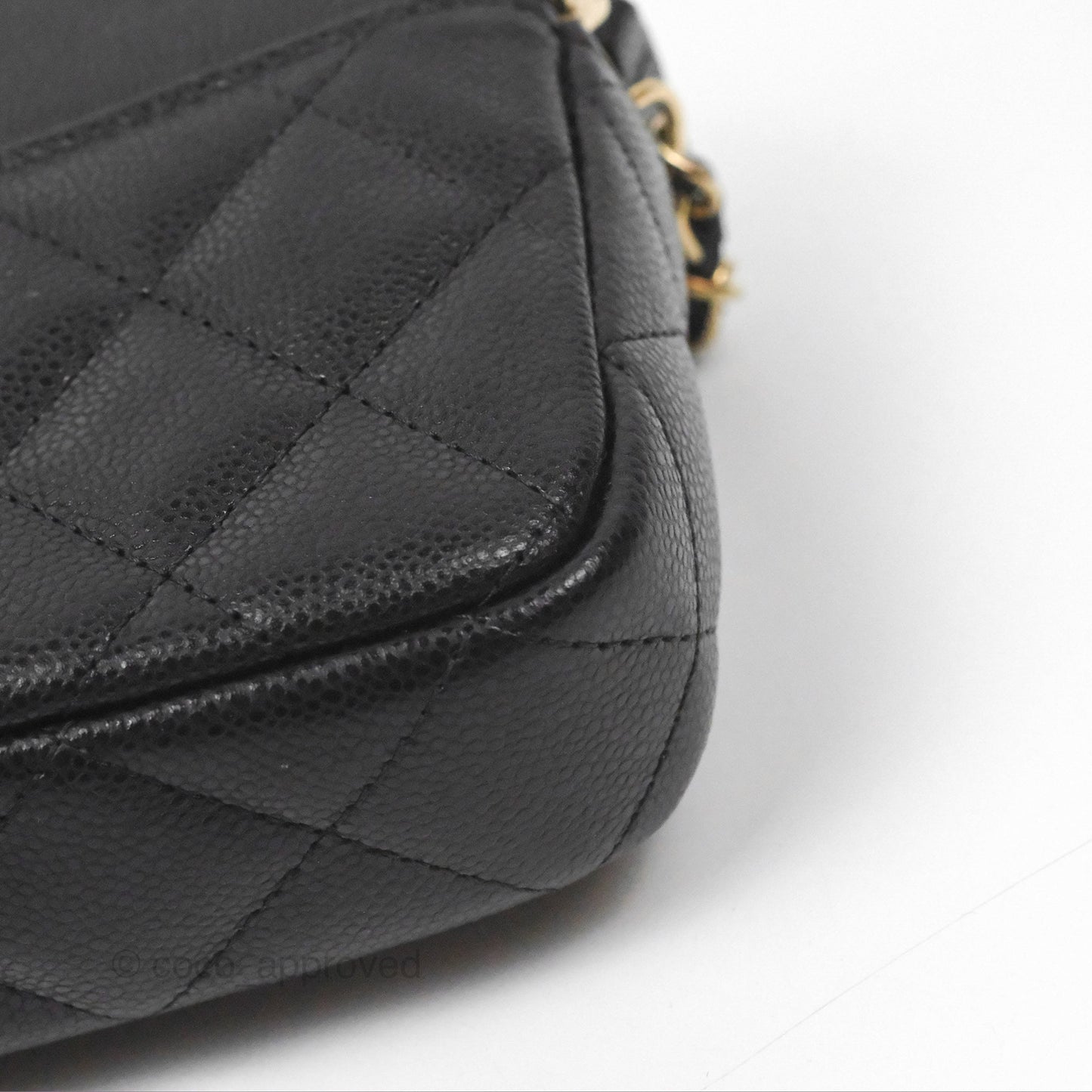 Chanel Classic Flap Phone Holder With Chain Black Caviar Gold Hardware 22A