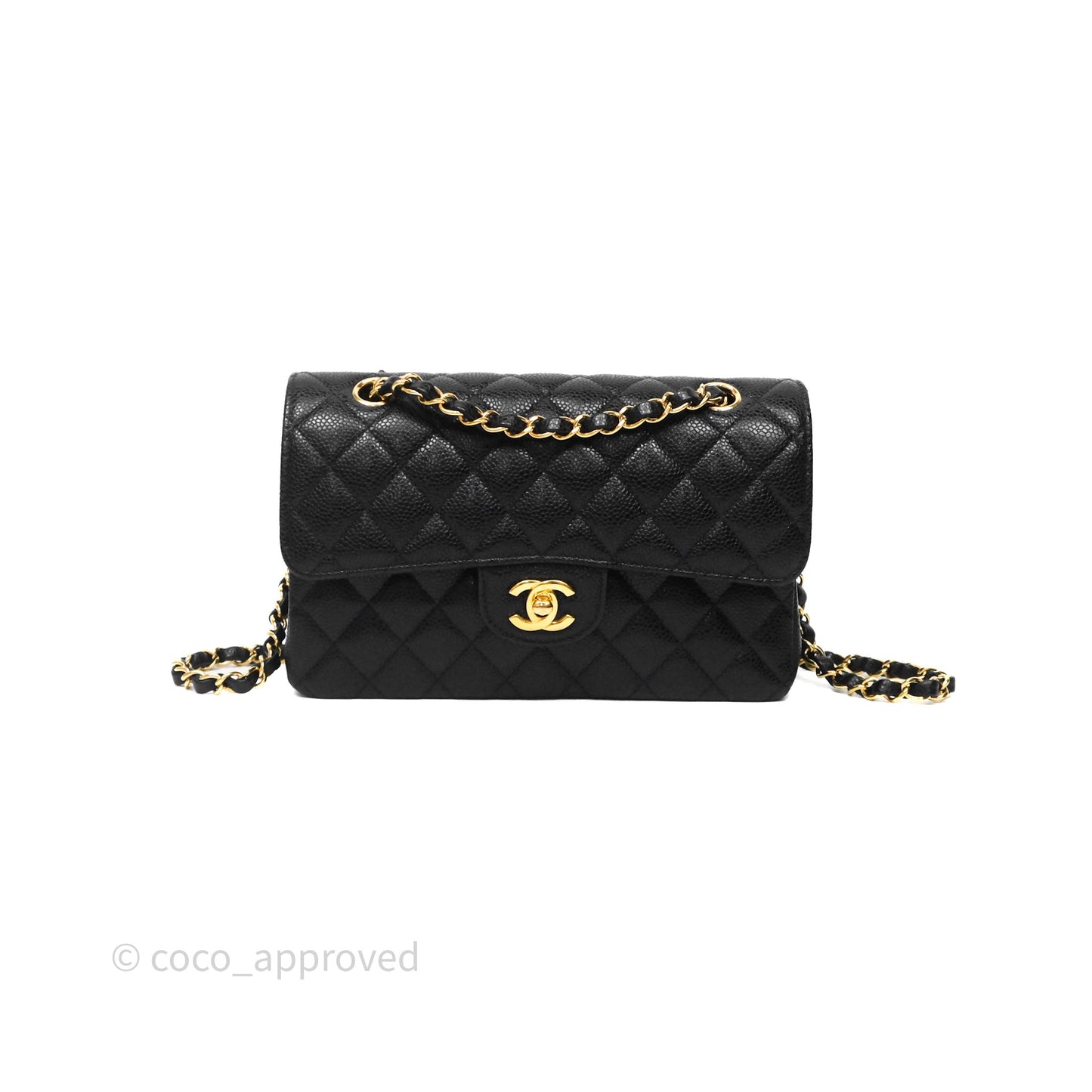 Chanel Small Classic Flap Quilted Black Caviar Gold Hardware