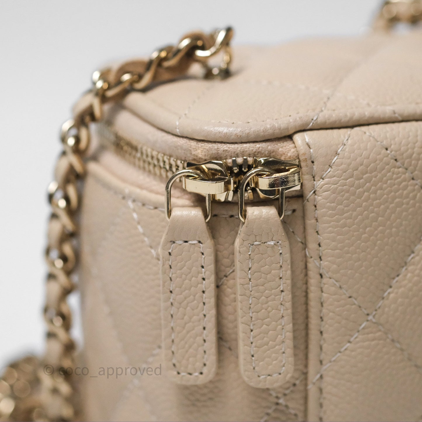Chanel Mini Vanity With CC Chain Beige Caviar Gold Hardware
