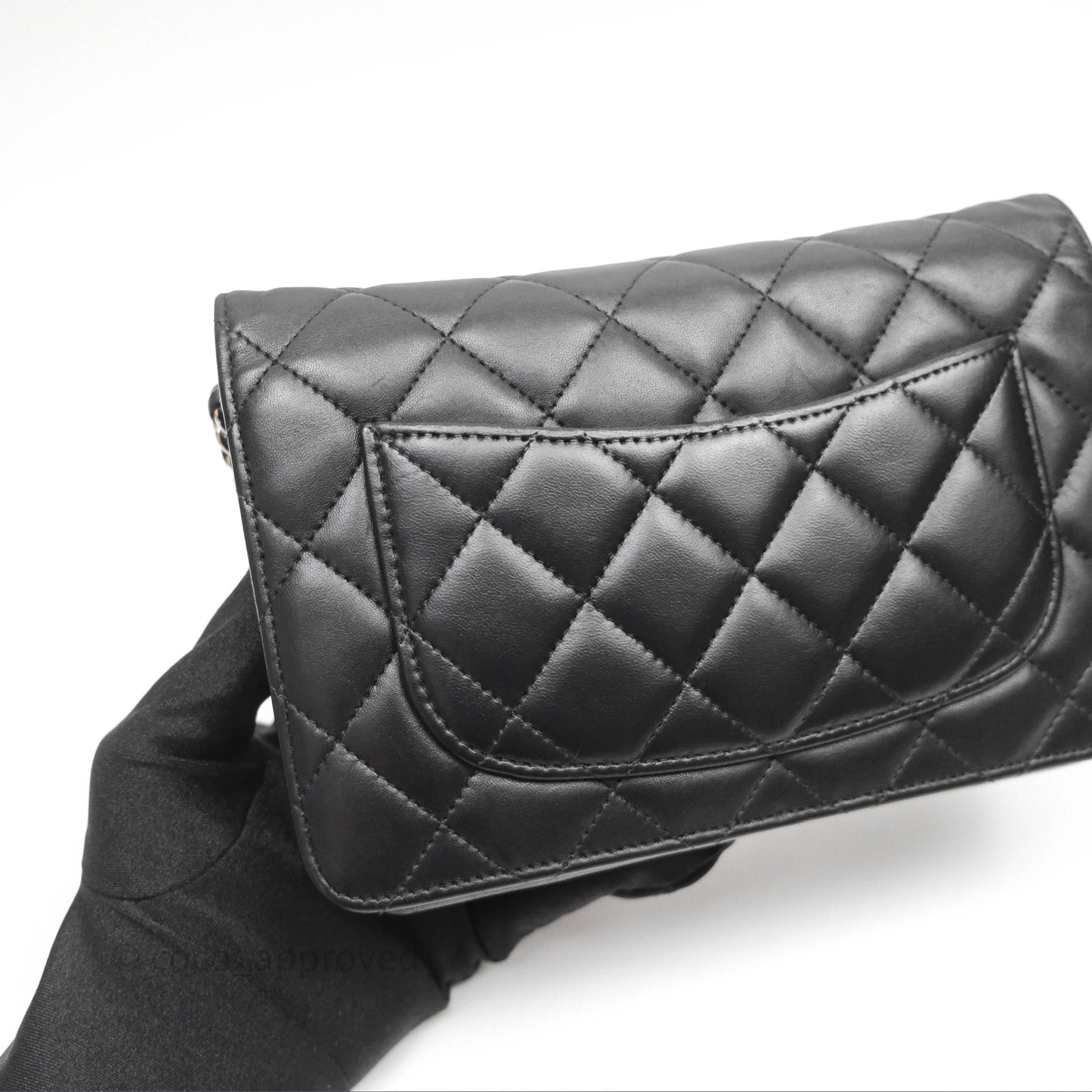 Chanel Quilted WOC Black Lambskin Silver Hardware