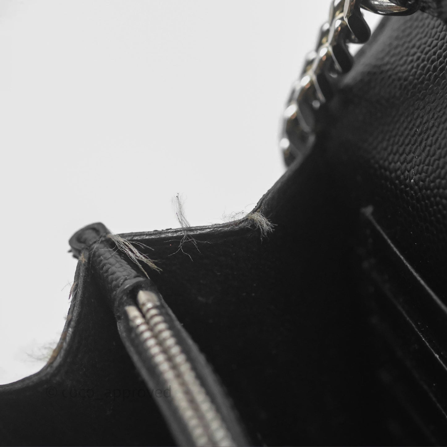 Saint Laurent Wallet on Chain WOC Black Grained Leather Sliver Hardware