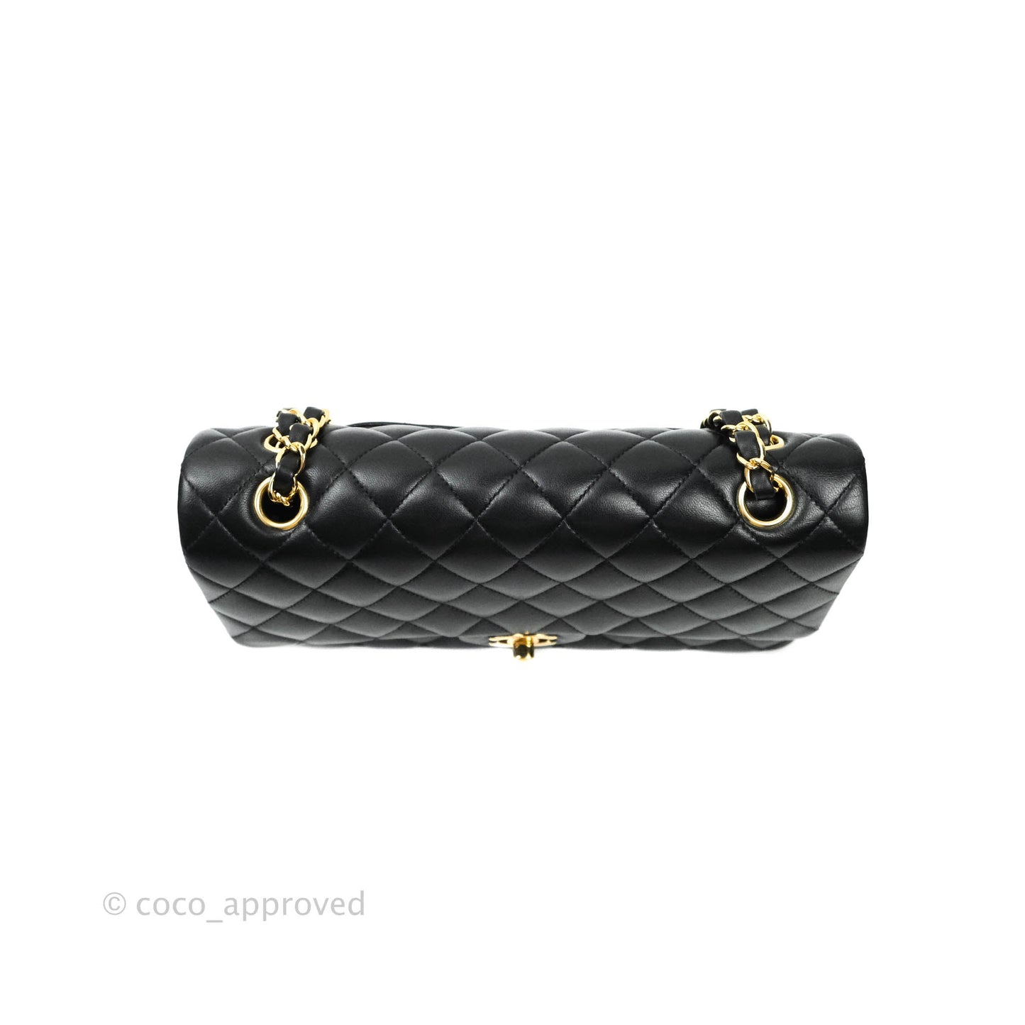 Chanel Classic M/L Medium Double Flap Black Lambskin Gold Hardware