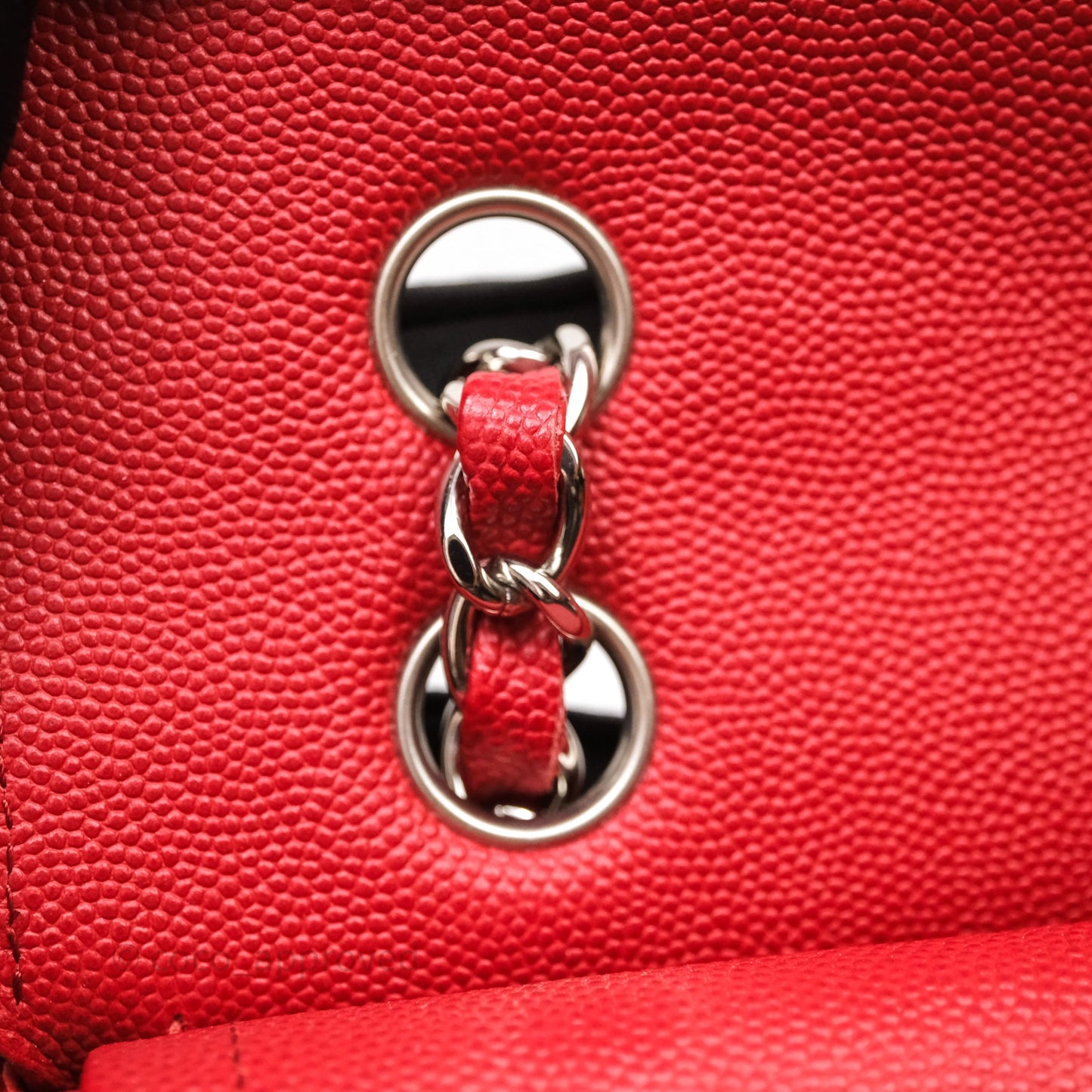 Chanel Classic M/L Medium Flap Quilted Red Caviar Silver Hardware