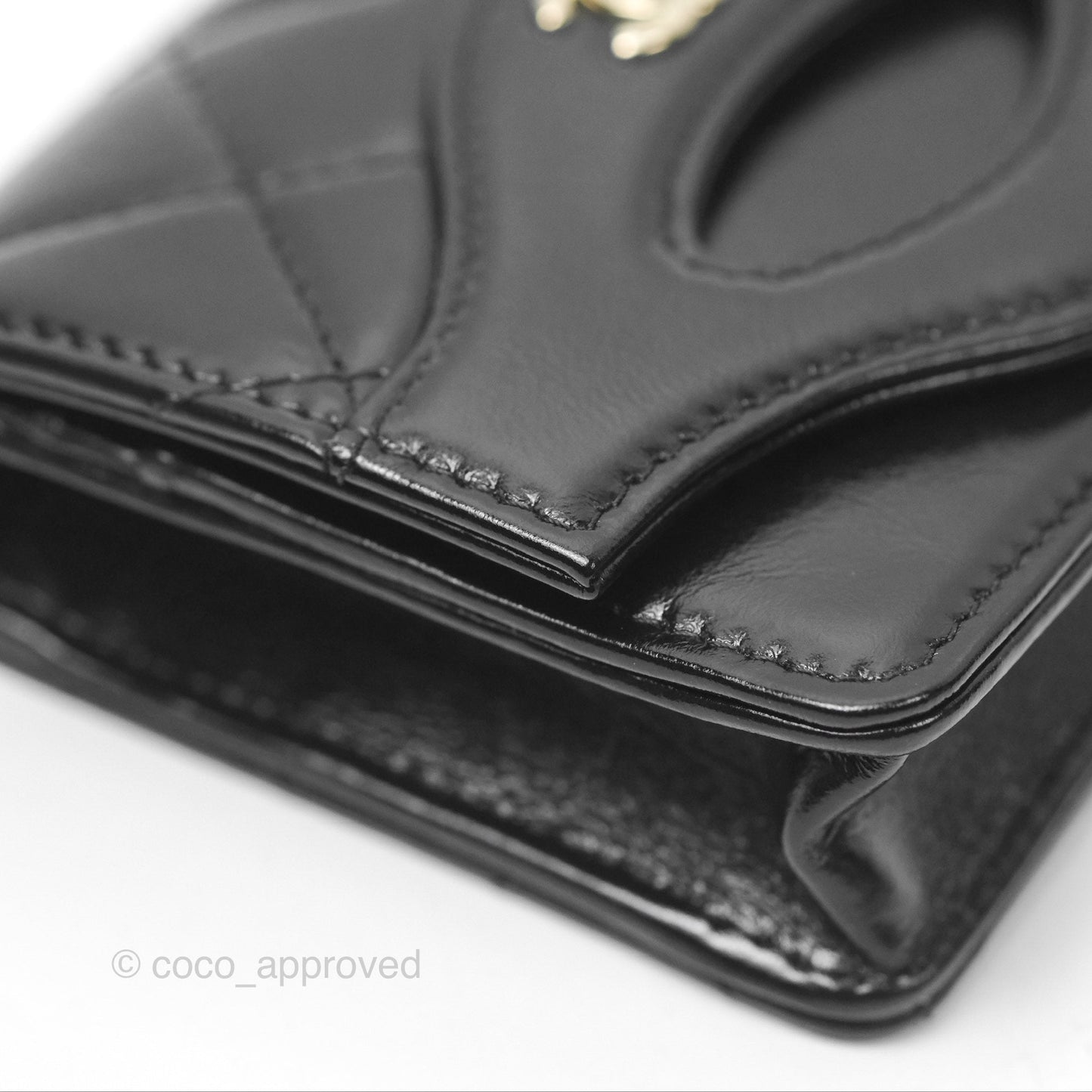 Chanel 31 Card Holder Shiny Black Calfskin Gold Hardware 24C