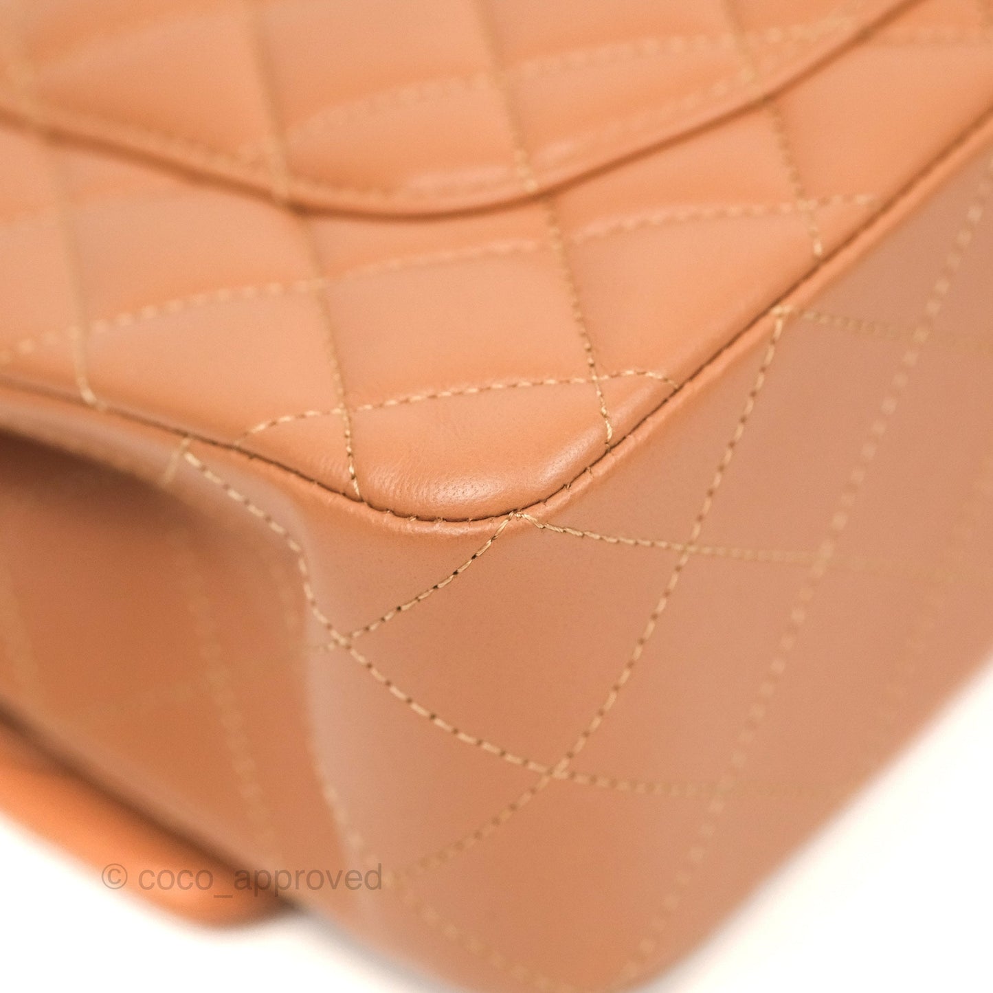 Chanel Small Classic Quilted Flap Dark Beige Caramel Lambskin Gold Hardware