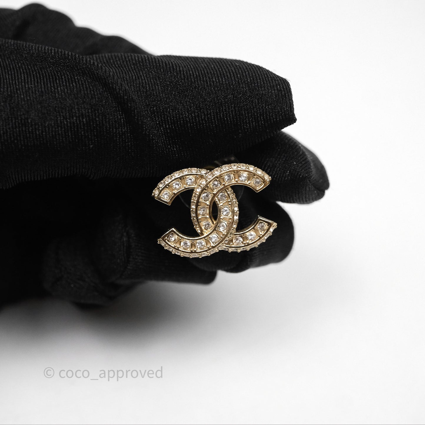 Chanel CC Crystal Earrings Gold Tone 24V