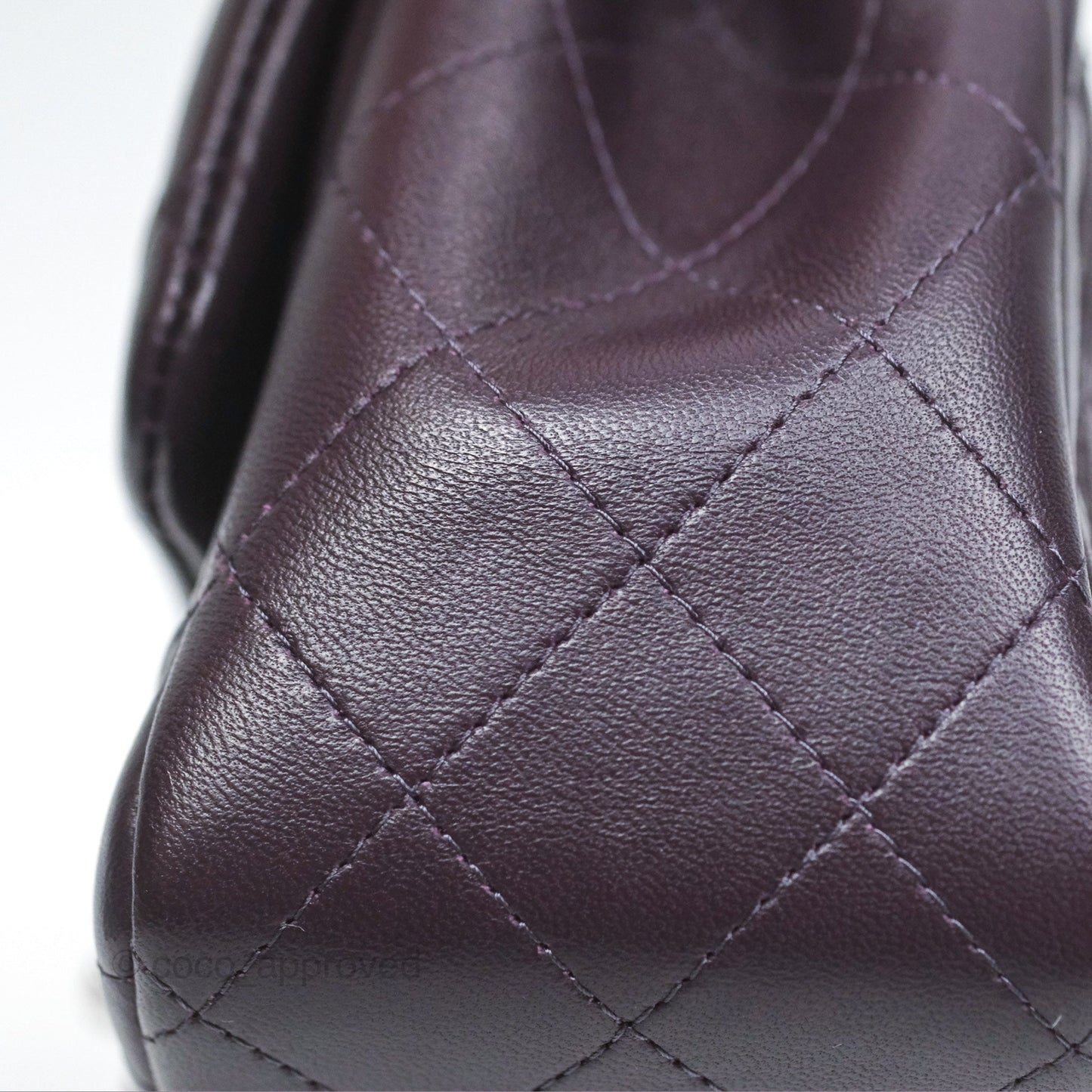 Chanel Quilted Mini Square Dark Purple Lambskin Silver Hardware