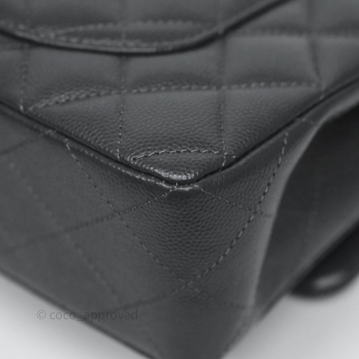 Chanel Small Classic Flap Quilted Dark Grey Caviar Gold Hardware