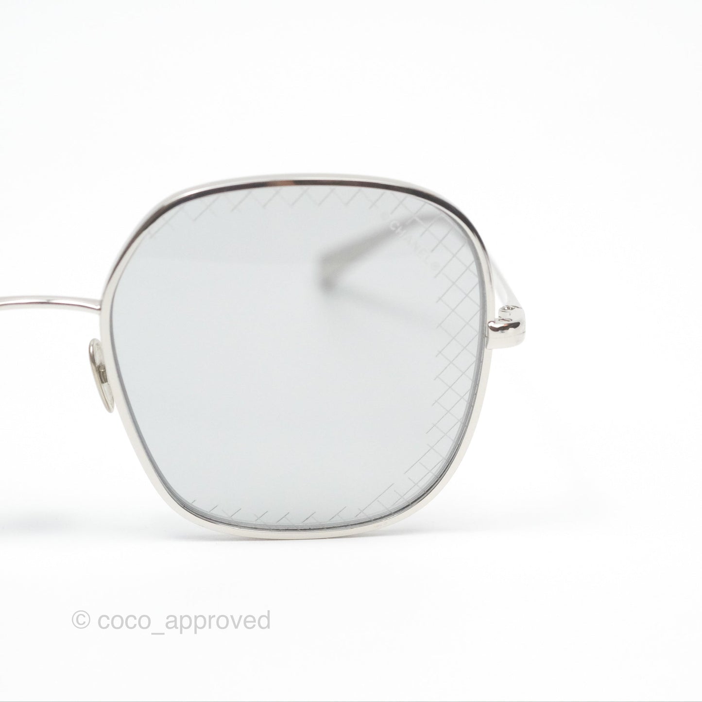 Chanel Gradient Lenses Square Sunglasses Silver Tone