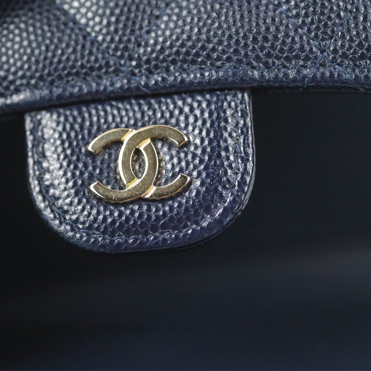 Chanel Classic Short Flap Wallet Navy Caviar Gold Hardware