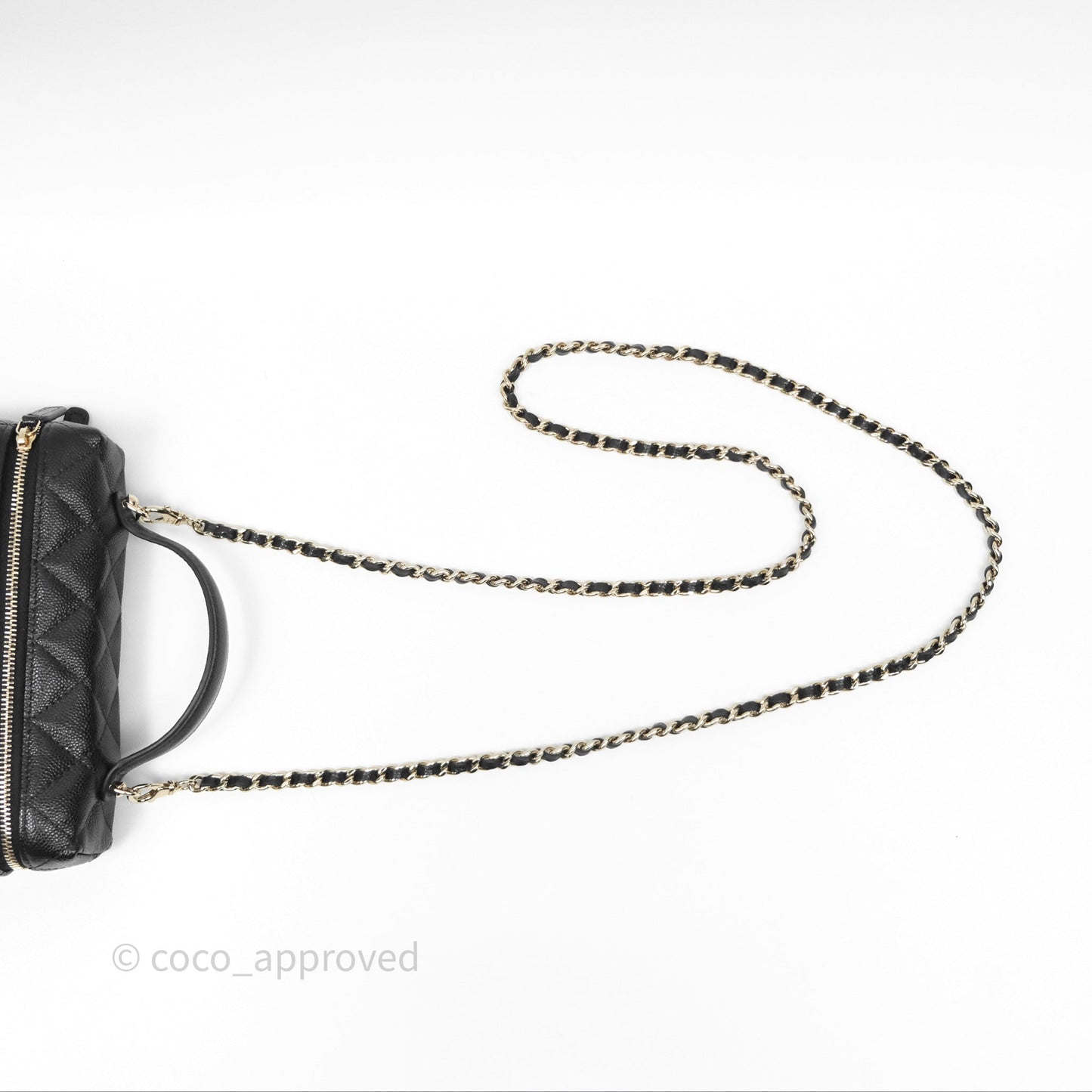 Chanel Quilted Top Handle Vanity with Chain Black Caviar Gold Hardware