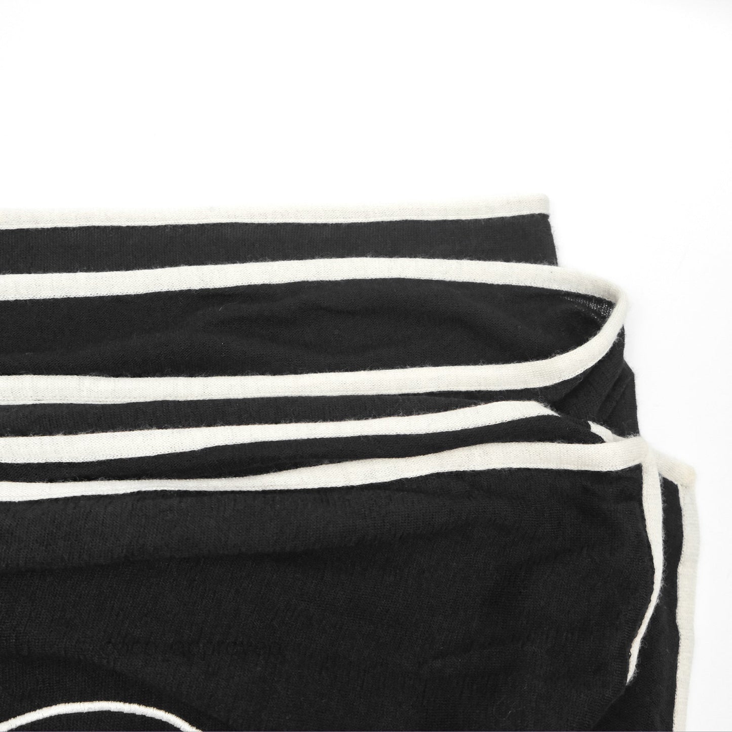 Chanel CC Black White Cashmere Silk Scarf