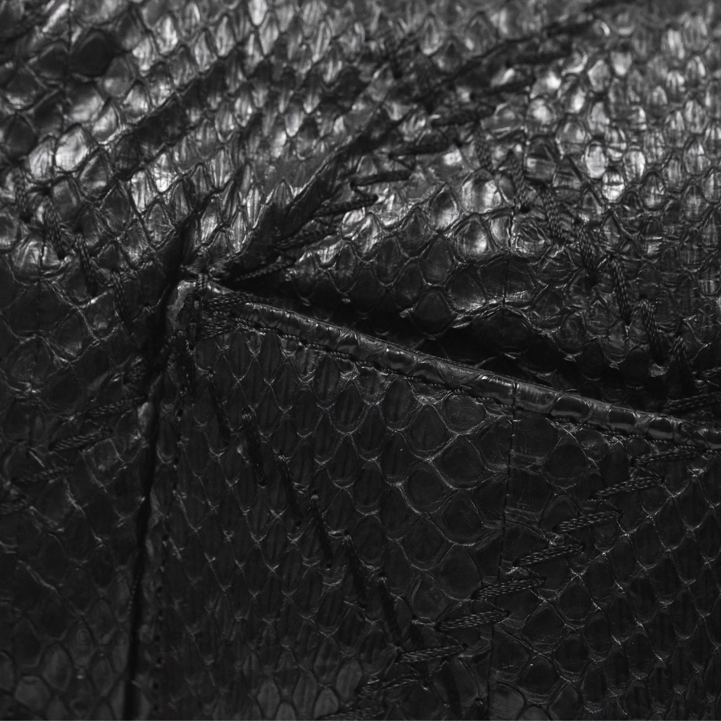 Chanel Quilted Ultimate Stitch Flap Bag Matte Python Black Silver Hardware