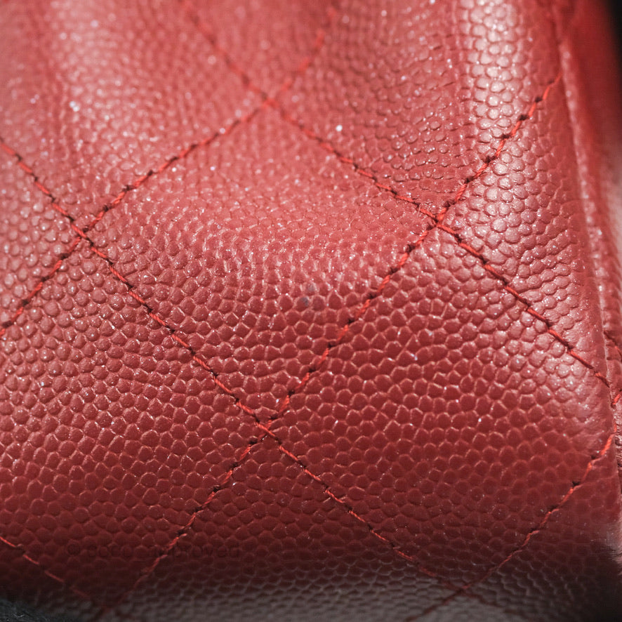 Chanel Classic Quilted Mini Rectangular Flap Iridescent Burgundy Caviar Aged Gold Hardware
