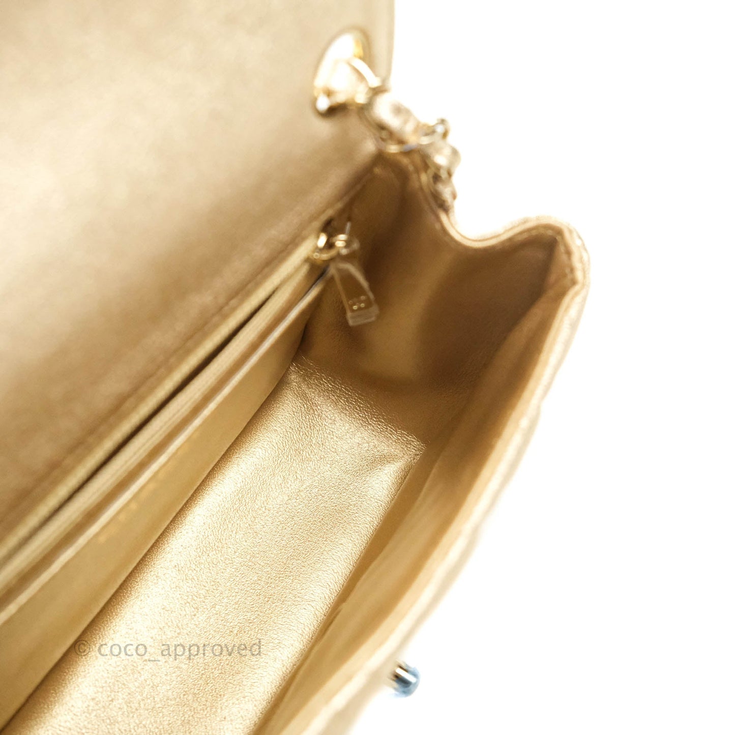 Chanel Classic Quilted Mini Square Gold Lambskin Gold Hardware 21P