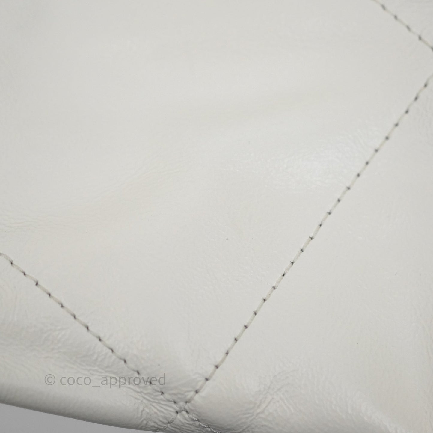 Chanel 22 Small White Aged Calfskin Black Logo Aged Gold Hardware