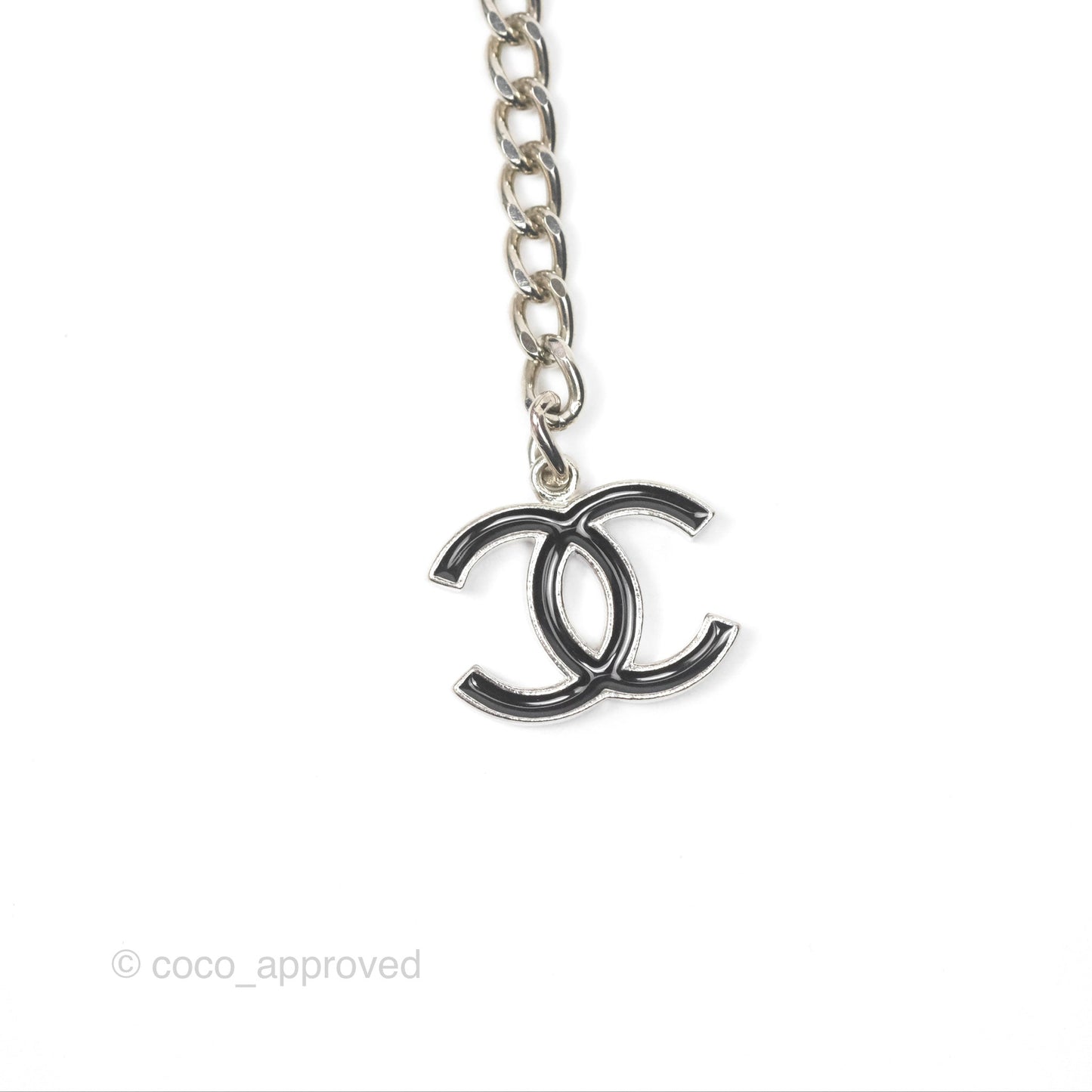 Chanel Black CC Chain Belt Silver Tone 08V